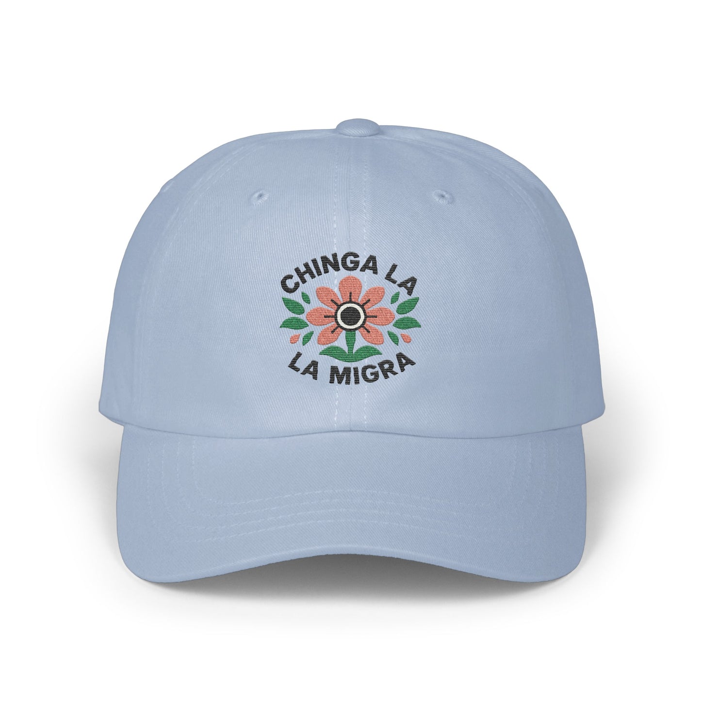 Chinga La Migra Embroidered Flower Baseball Cap product