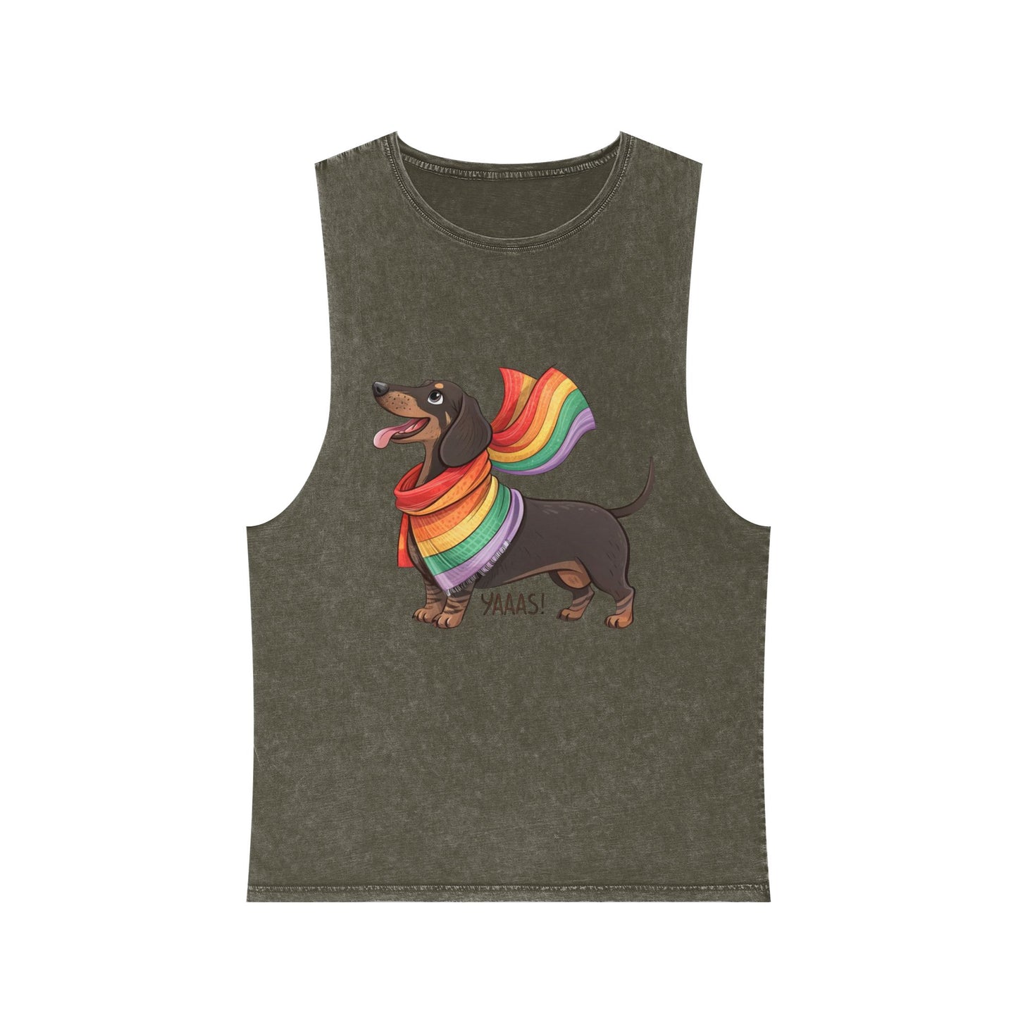 Pride Dachshund Stonewash Tank Top - Unisex Casual Wear