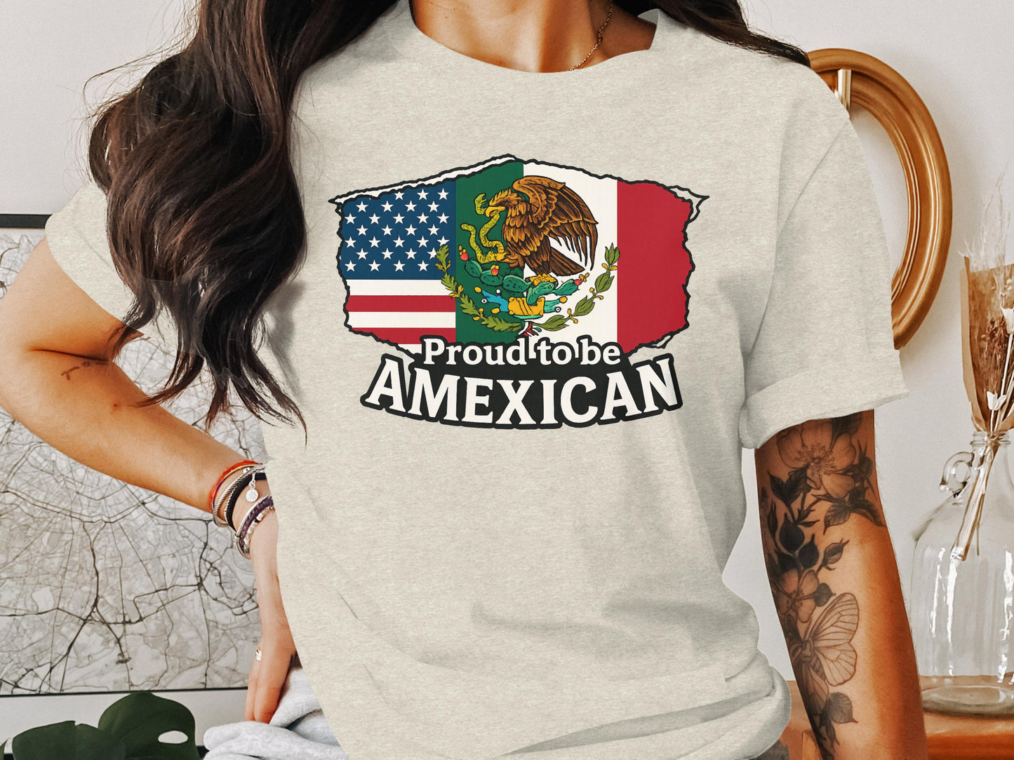 Proud to be Amexican Mexico USA Flag Graphic T-Shirt product