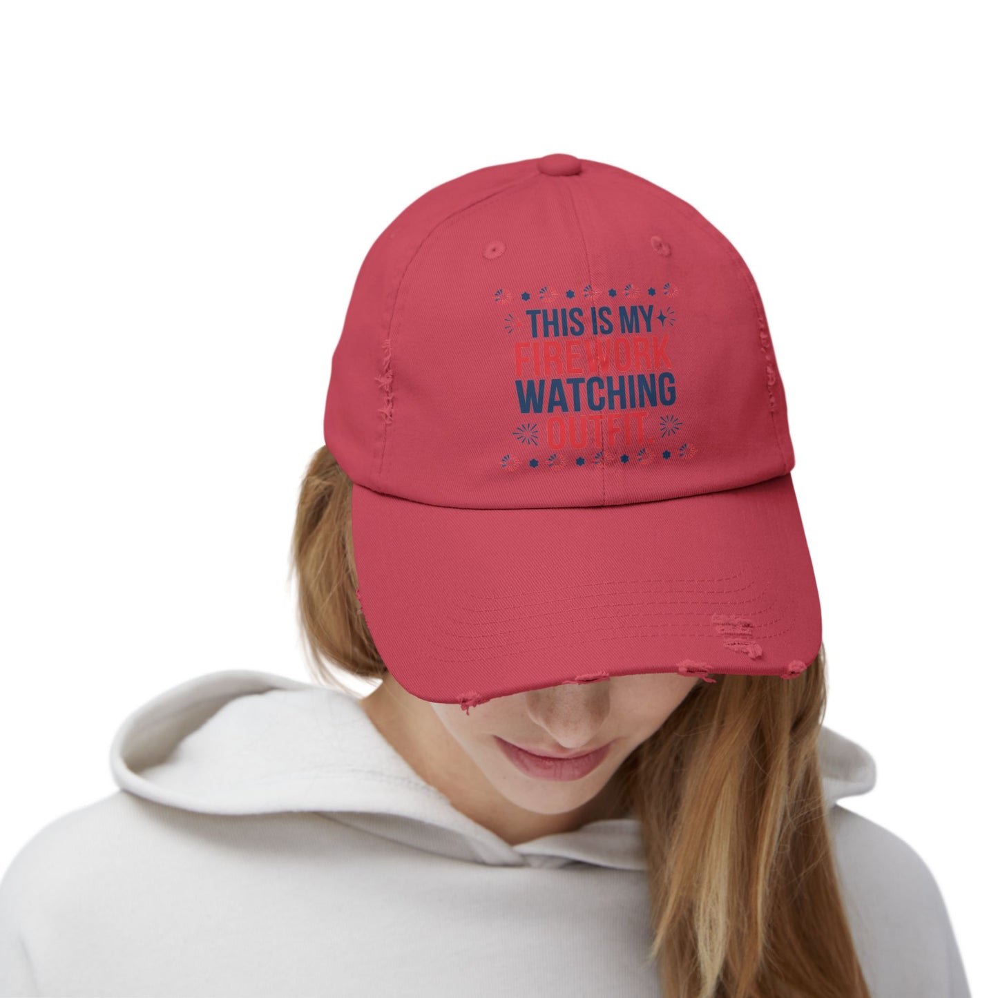 Firework Watching Cap - Unisex Distressed Hat for Celebrations
