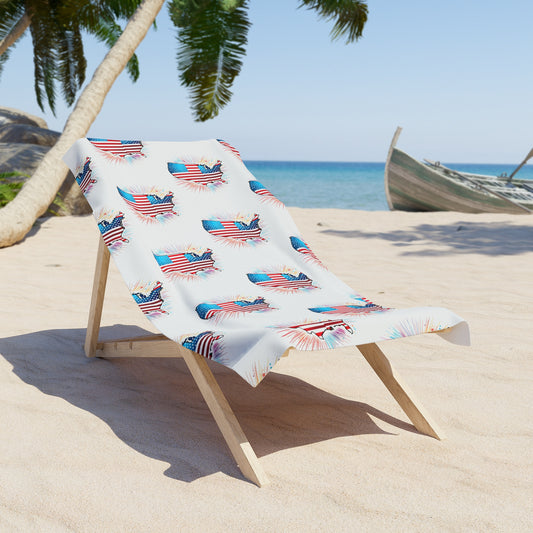 4th of JULY Beach Towel Patriotic Beach Towel, Fun 4th of July Accessory, Summer Essential, Poolside Must-Have, Memorial Day Gift, USA Flag Design