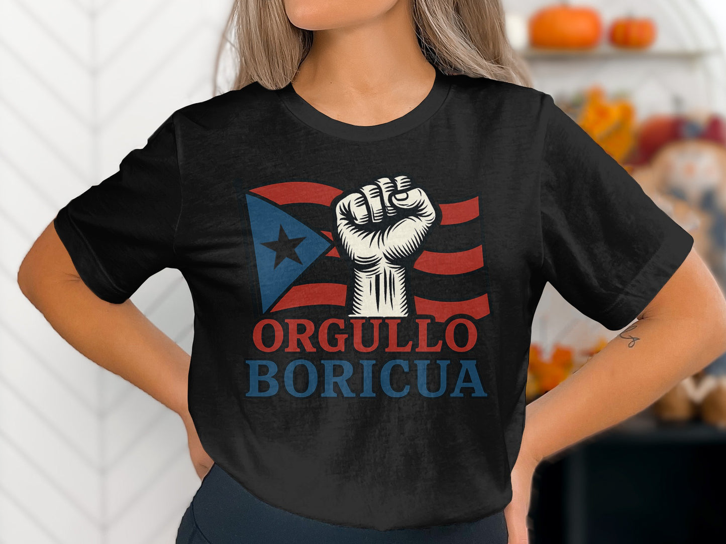 Orgullo Boricua Flag Design Black T-shirt product
