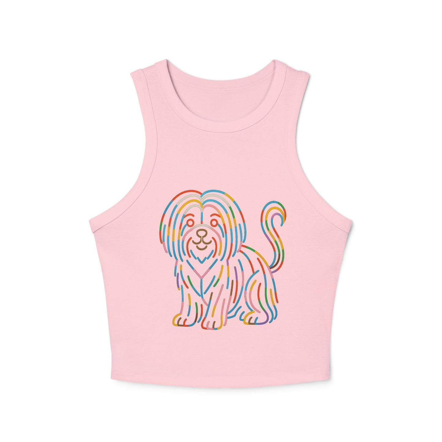 Pride tank top Colorful Dog Print Women's Micro Rib Racer Tank Top