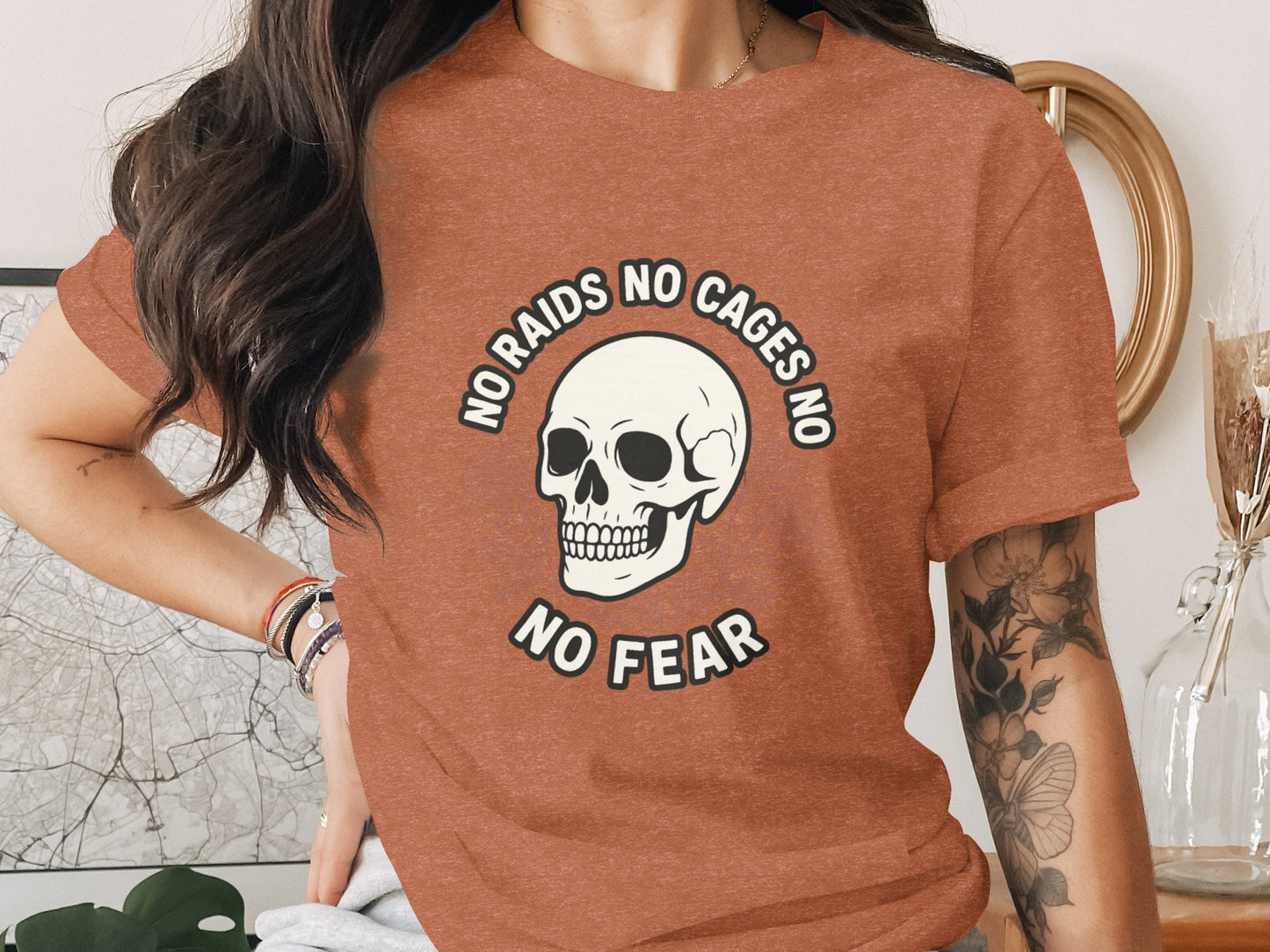 No Raids No Cages No Fear Skull Graphic T-Shirts