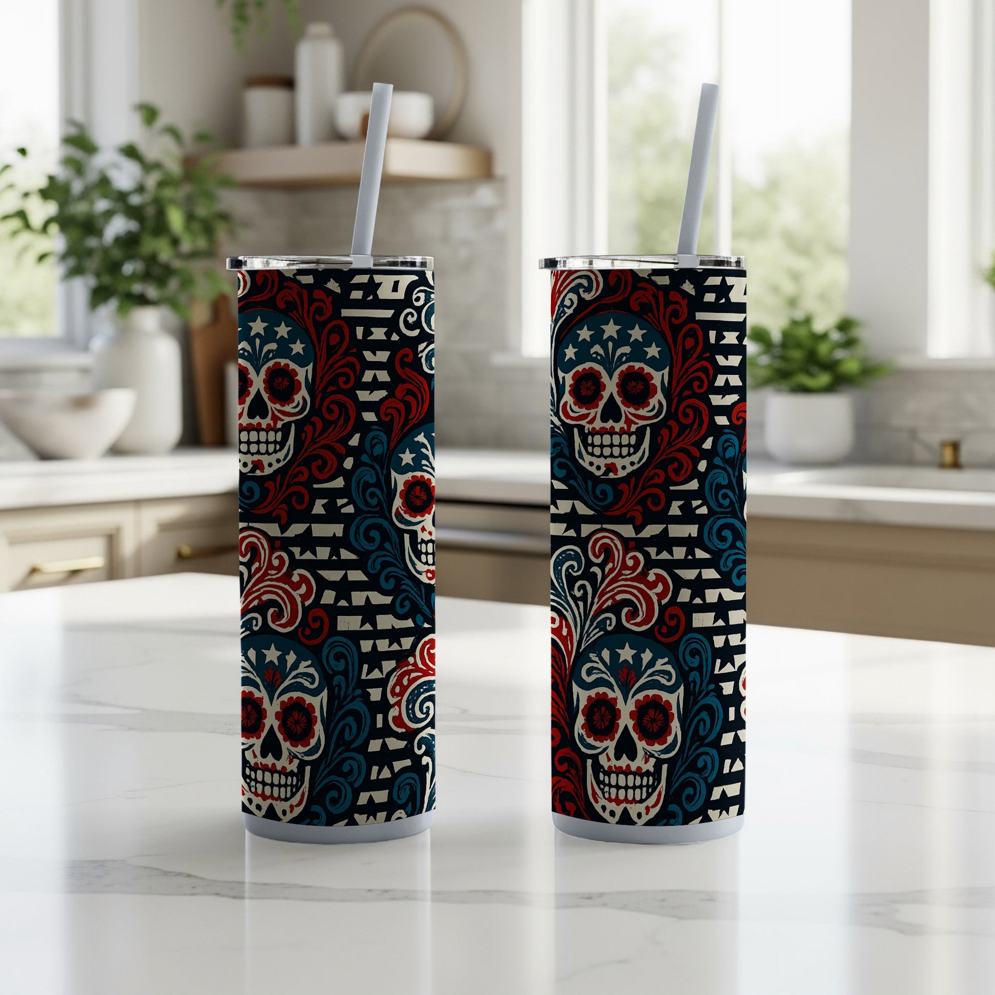 Day of the Dead Skull Themed Insulated Tumbler product
