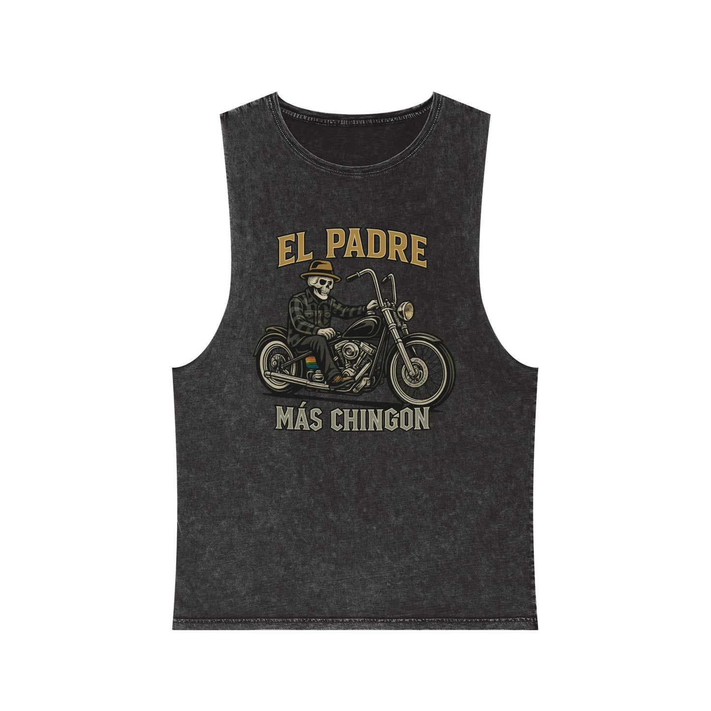 El Padre Más Chingón Stonewash Tank Top | Unisex Summer Apparel, Motorcycle Lover Gift, Casual Wear, Father's Day, Birthday Gift