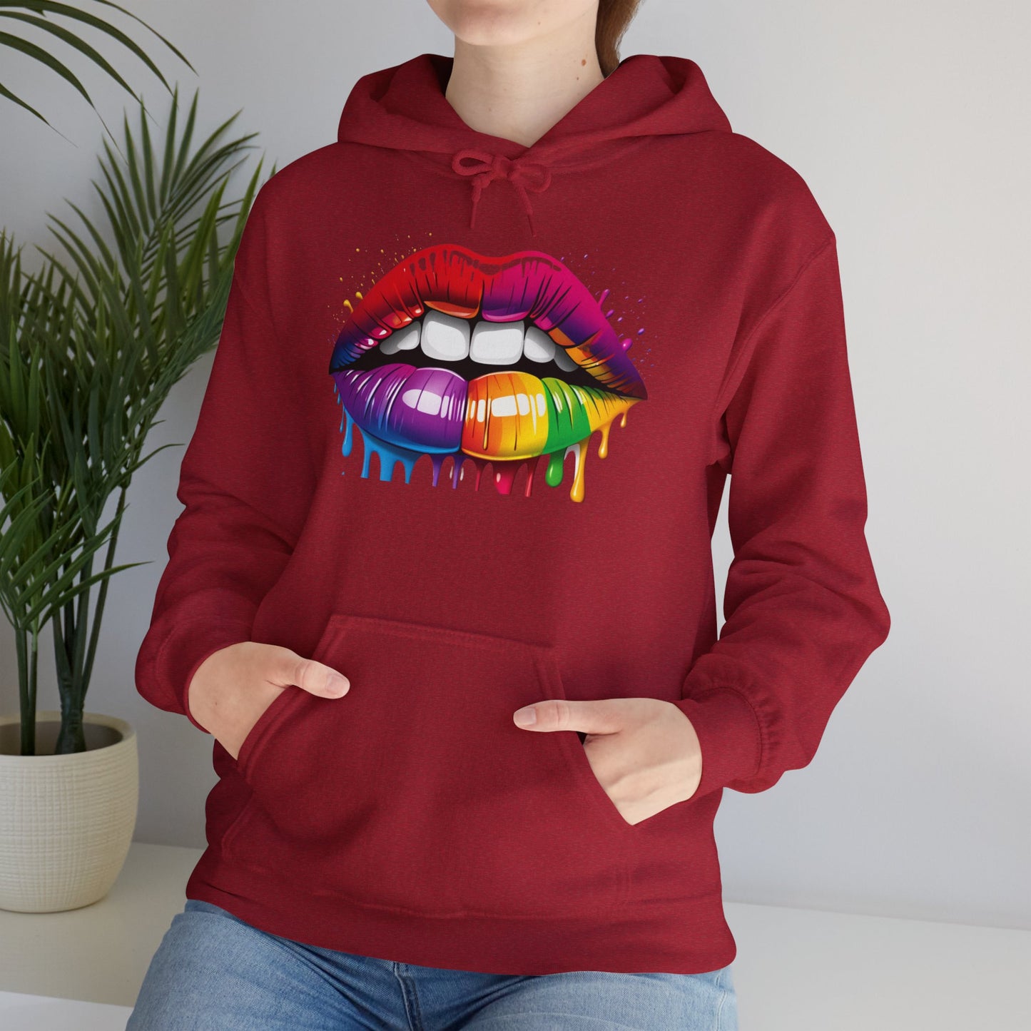 Pride hoodie Rainbow Dripping Lips Hoodie | Unisex Sweatshirt for Pride, LGBTQ+ Events, Casual Wear, Gift Idea, Vibrant Streetwear