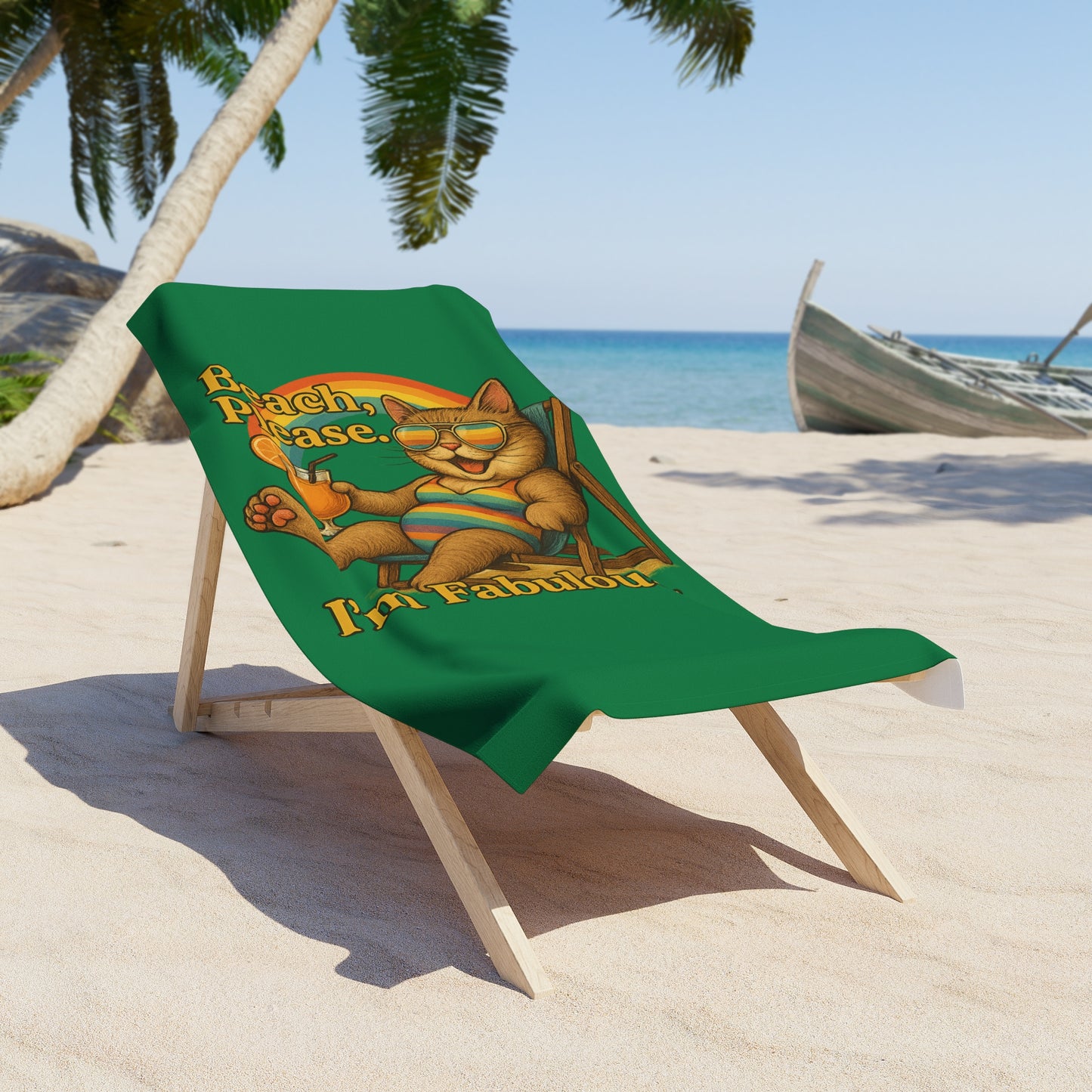 pride towel Fabulous Cat Beach Towel | Vibrant Cat Art for Summer Fun, Poolside, Gift for Cat Lovers, Beach Day Accessory, Vacation Essential