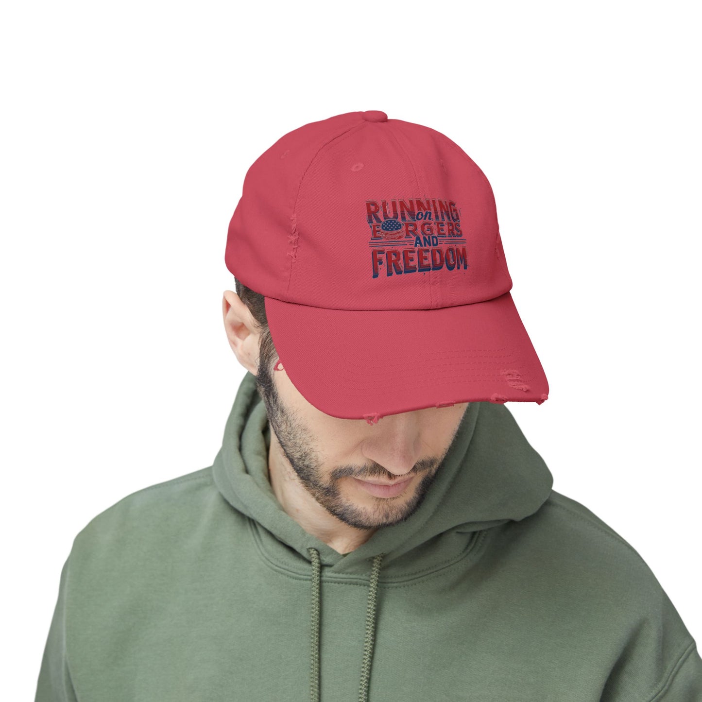 Unisex Distressed Cap - Running for Freedom Vintage Style Hat