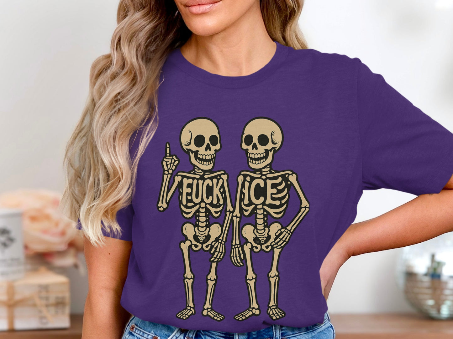 Fun Skeletons Purple Graphic T-Shirt product