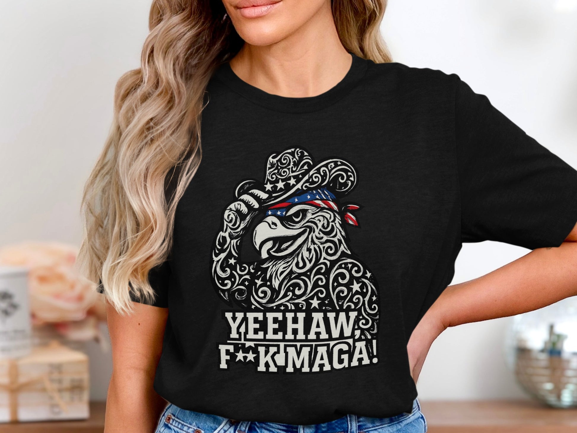 Yeehaw F**kmaga Eagle Design Graphic T-shirt product