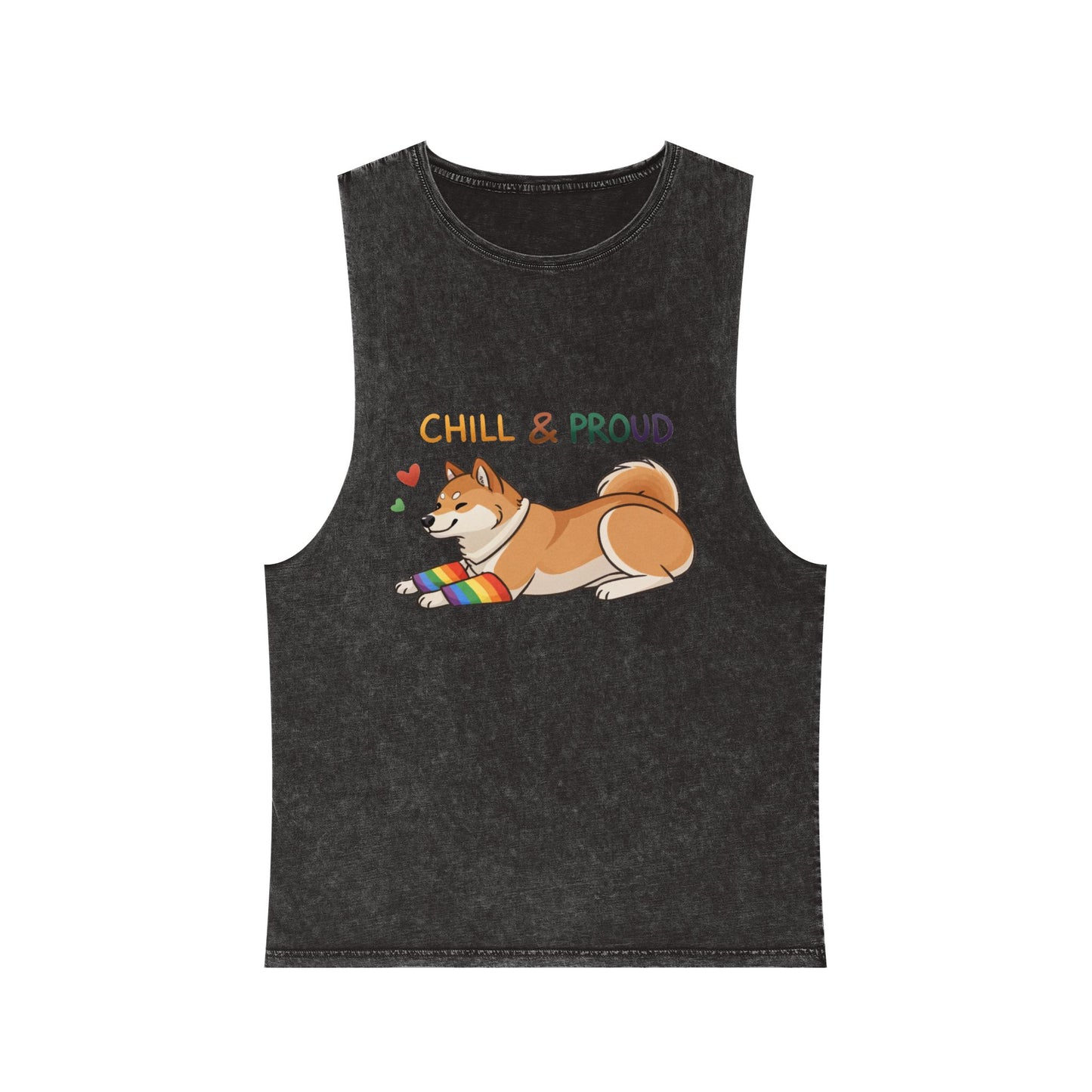 Chill & Proud Unisex Stonewash Tank Top - LGBTQ+ Pride Apparel