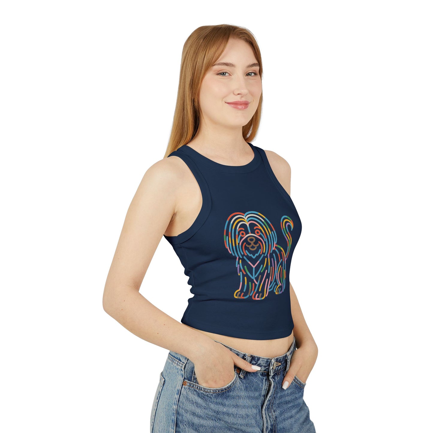 Pride tank top Colorful Dog Print Women's Micro Rib Racer Tank Top
