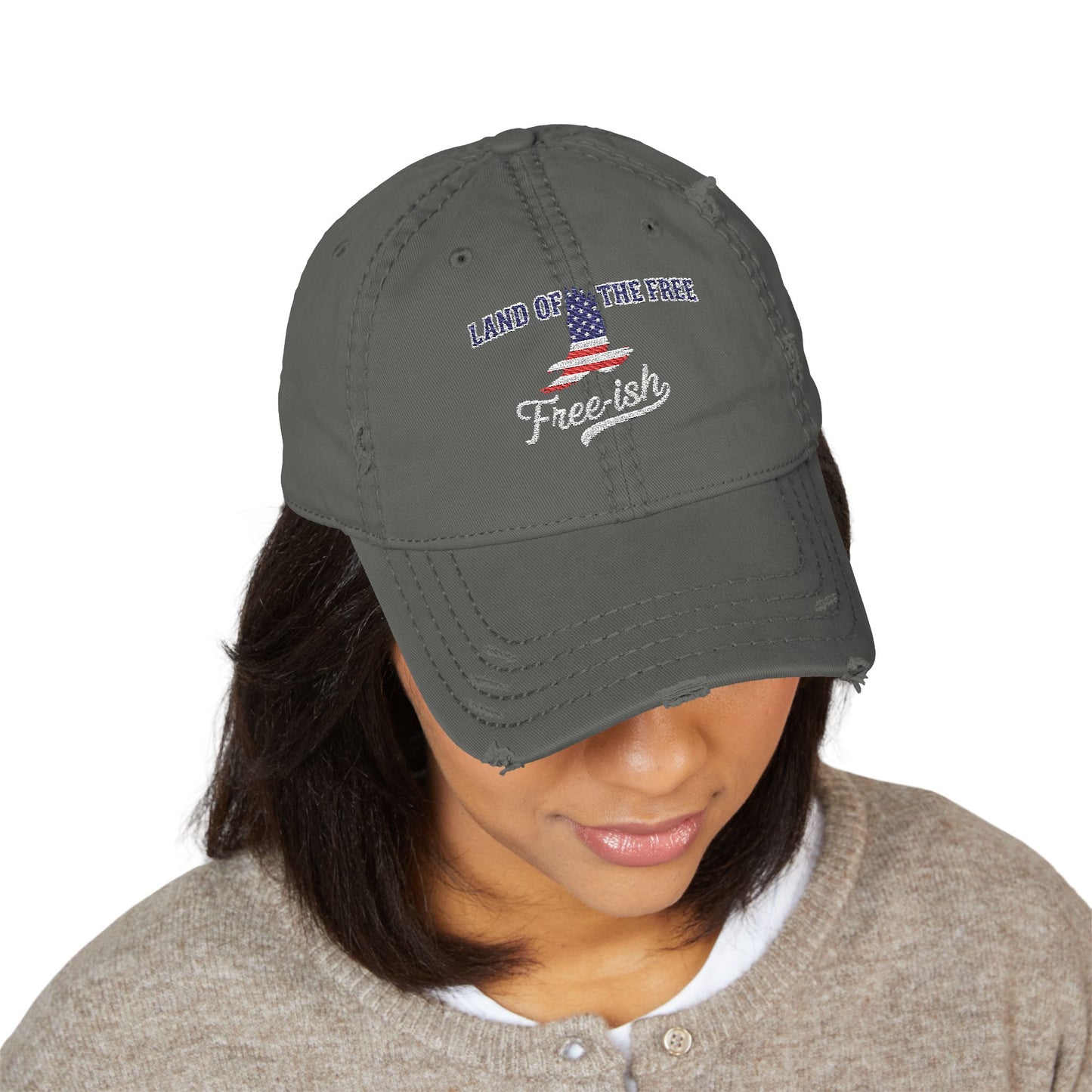 4th of July Hat Distressed Cat Dad Hat with Embroidery | Casual Fashion, Gifts for Cat Lovers, Outdoor Style, Father's Day, Everyday Wear