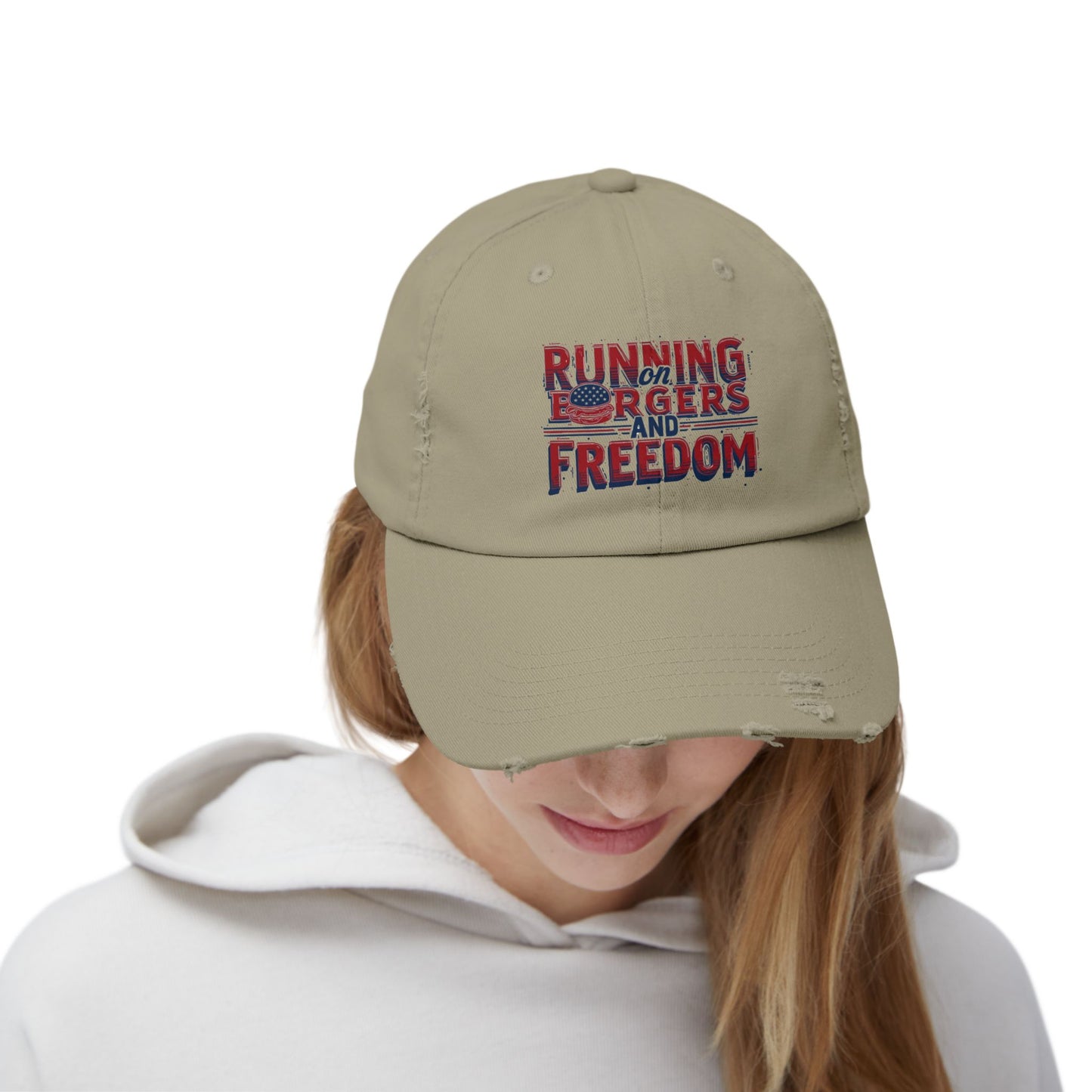 Unisex Distressed Cap - Running for Freedom Vintage Style Hat