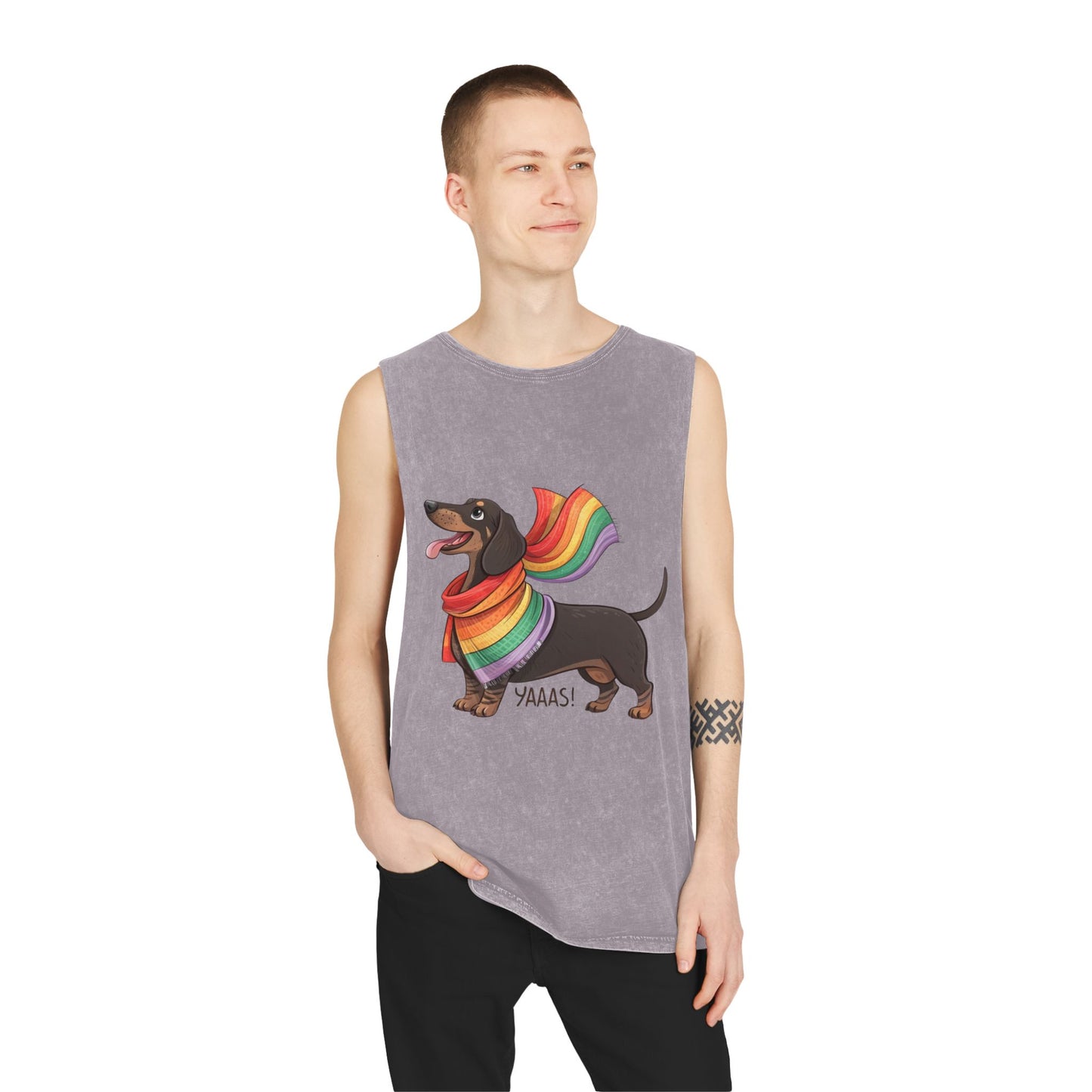 Pride Dachshund Stonewash Tank Top - Unisex Casual Wear