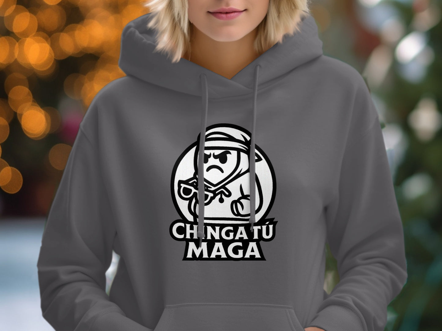 Chinga Tu Maga Graphic Grey Hooded Sweatshirt product