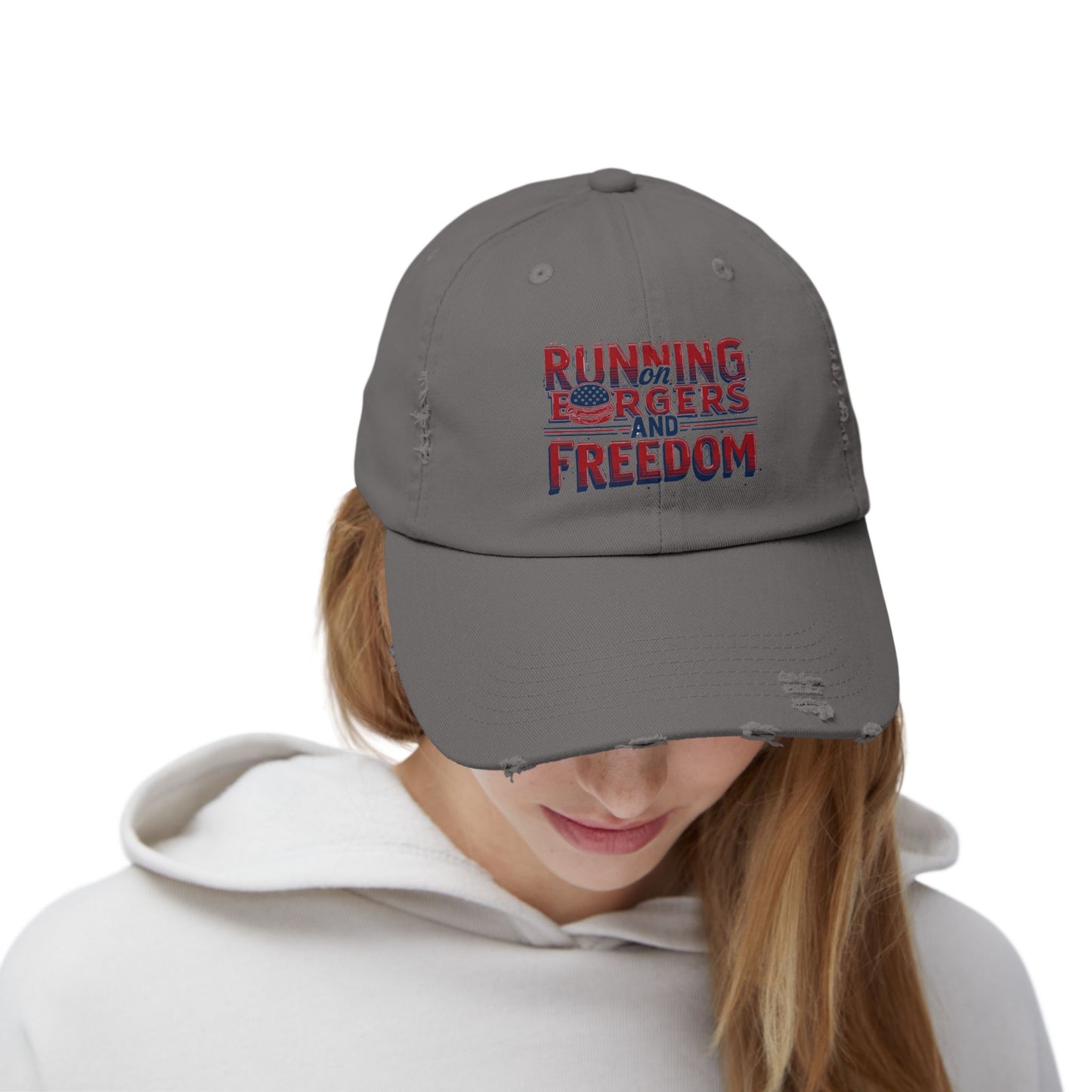 Unisex Distressed Cap - Running for Freedom Vintage Style Hat