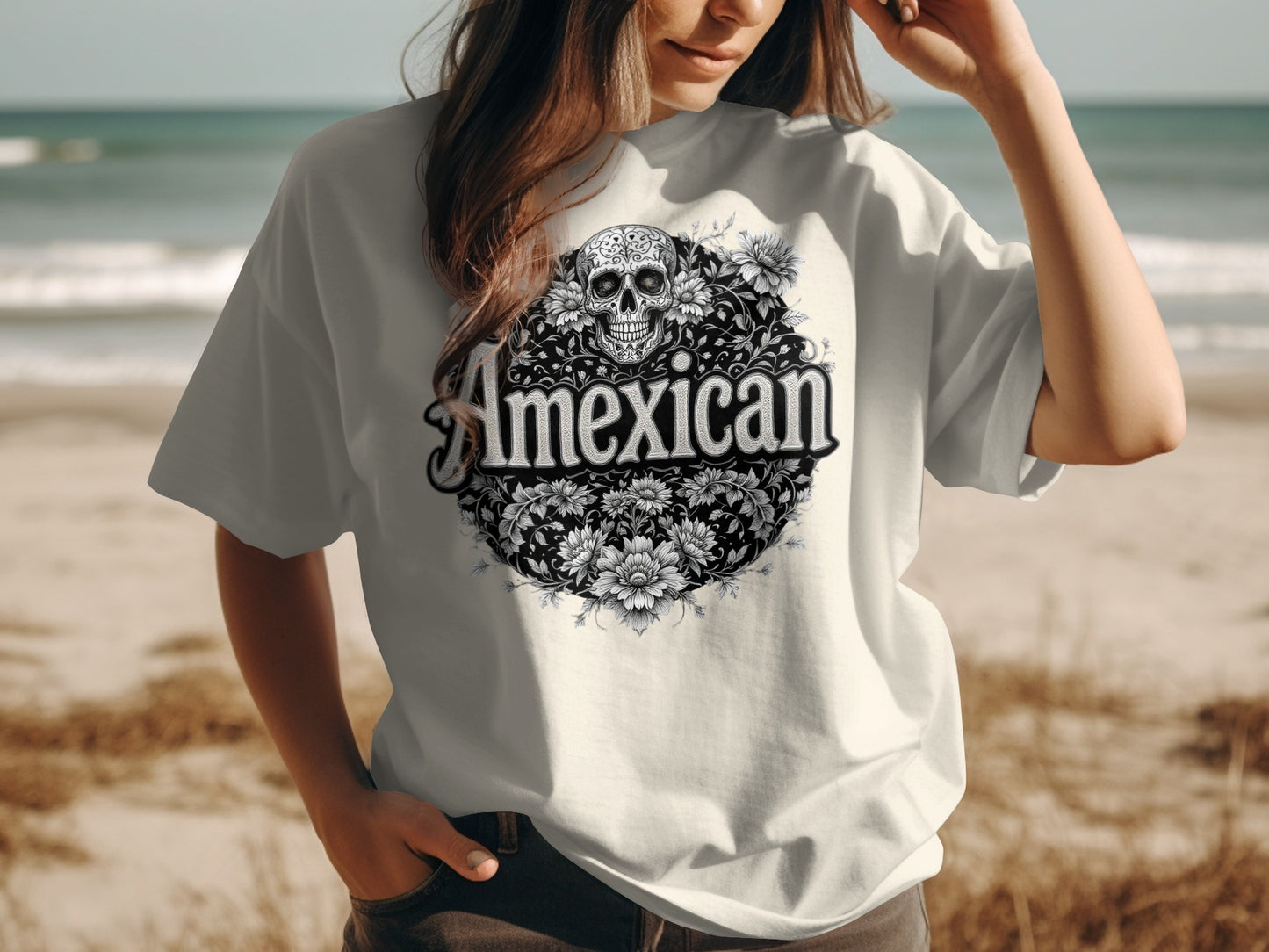 Stylish Amexican Skull Design Graphic T-Shirt product type