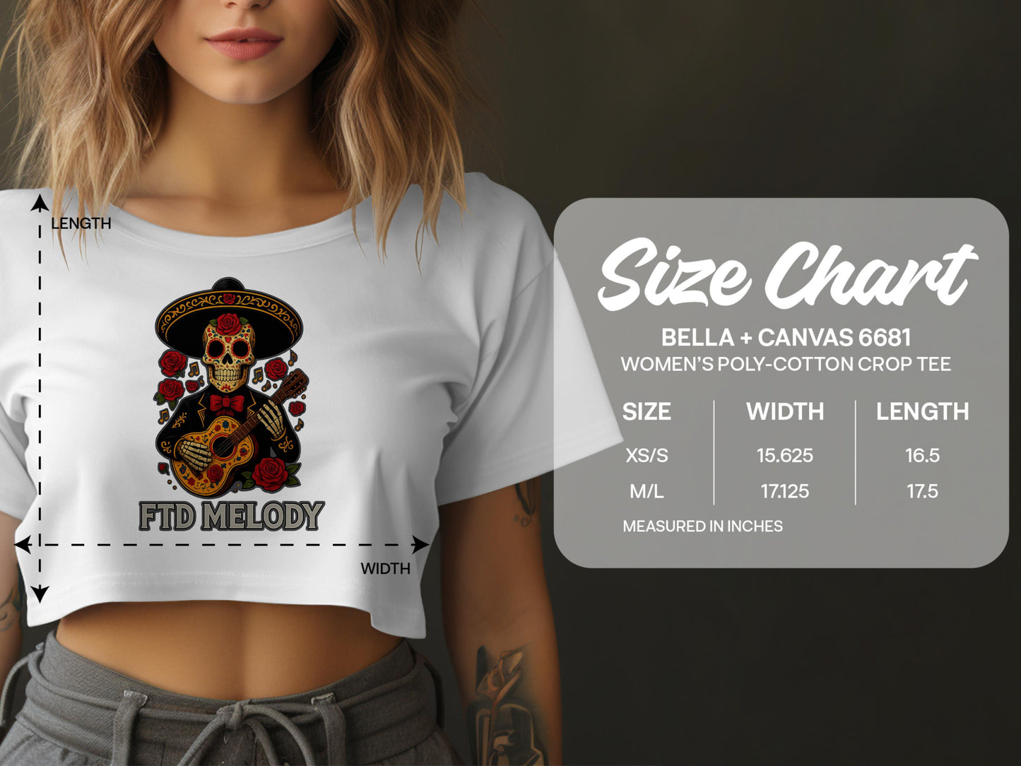 FTID Melody Skull and Roses Cropped Tee product