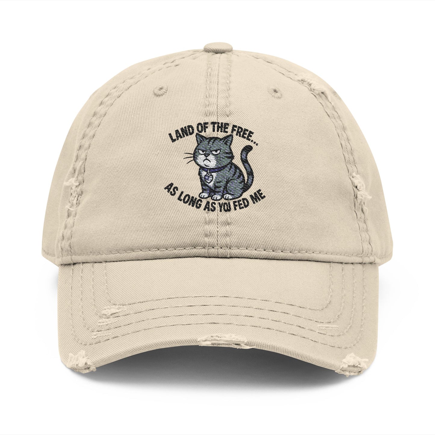 4th of July Hat Distressed Cat Dad Hat with Embroidery | Casual Fashion, Gifts for Cat Lovers, Outdoor Style, Father's Day, Everyday Wear