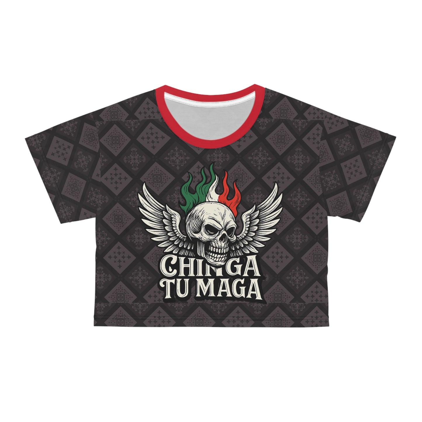Chinga Tu maga, Chic Graphic Crop Tee, Edgy Streetwear, Perfect for Festivals, Casual Outfits
