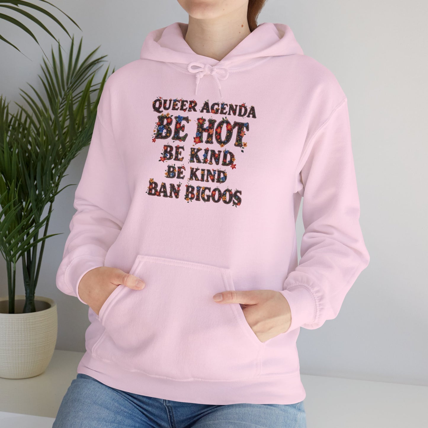 Pride Hoodie Queer Agenda Heavy Blend™ Hoodie - Be Hot, Be Kind, Ban Bigots