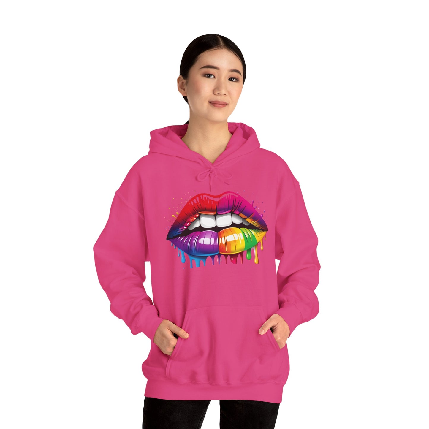 Pride hoodie Rainbow Dripping Lips Hoodie | Unisex Sweatshirt for Pride, LGBTQ+ Events, Casual Wear, Gift Idea, Vibrant Streetwear