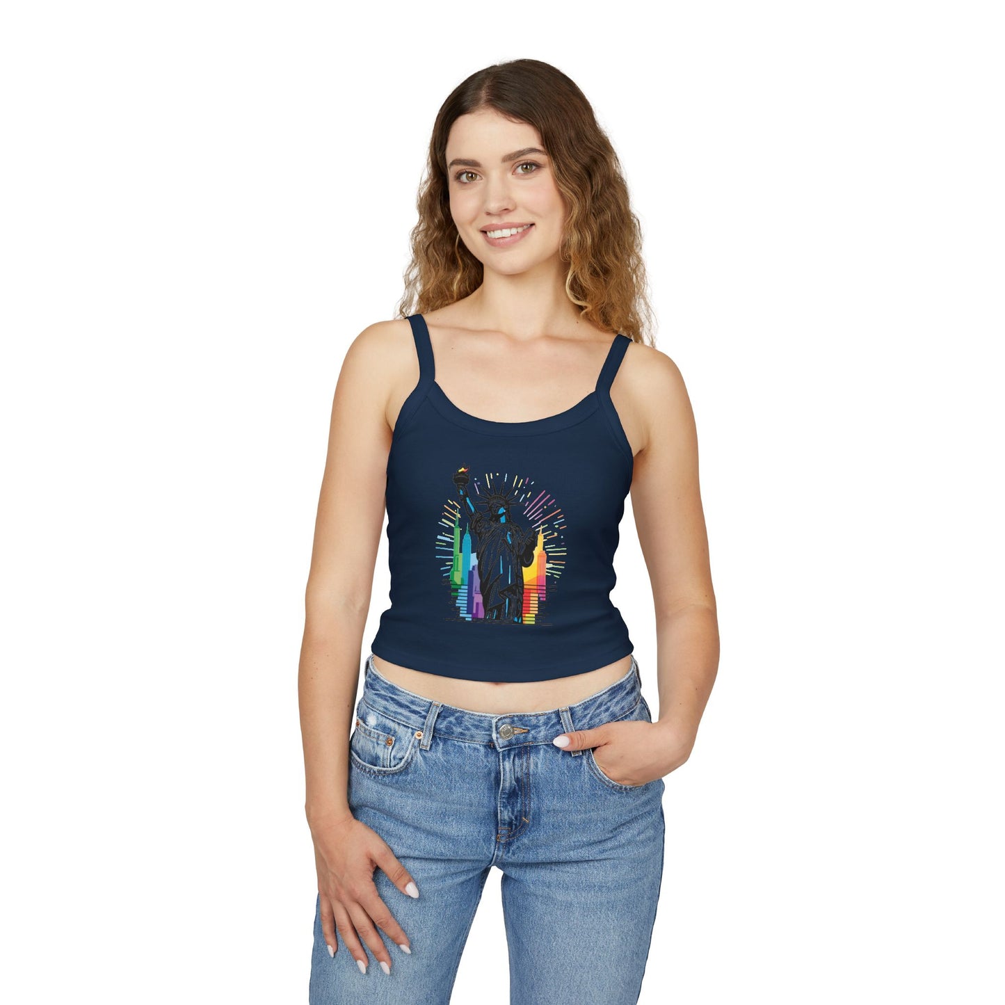 pride tank top Statue of Liberty Women's Spaghetti Strap Tank Top