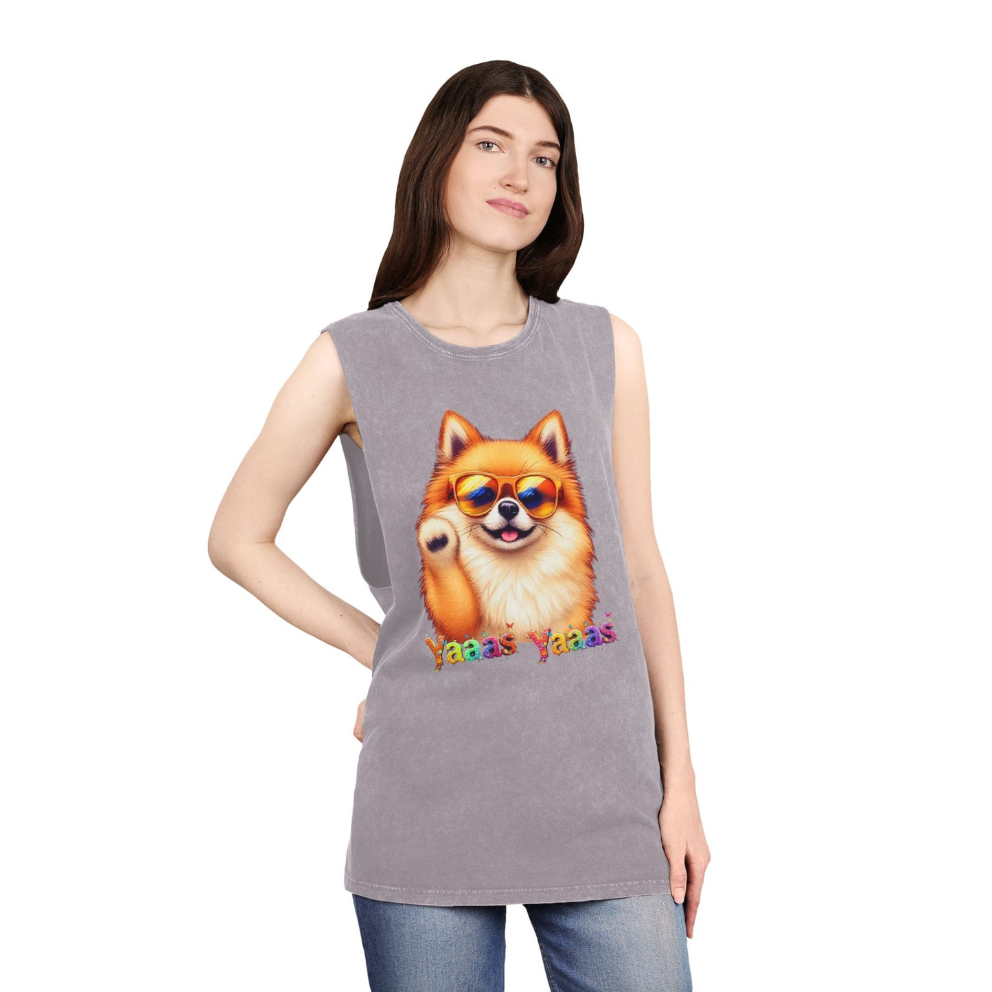 Yaaas Yaaas Unisex Stonewash Tank Top - Trendy Dog Lover Apparel
