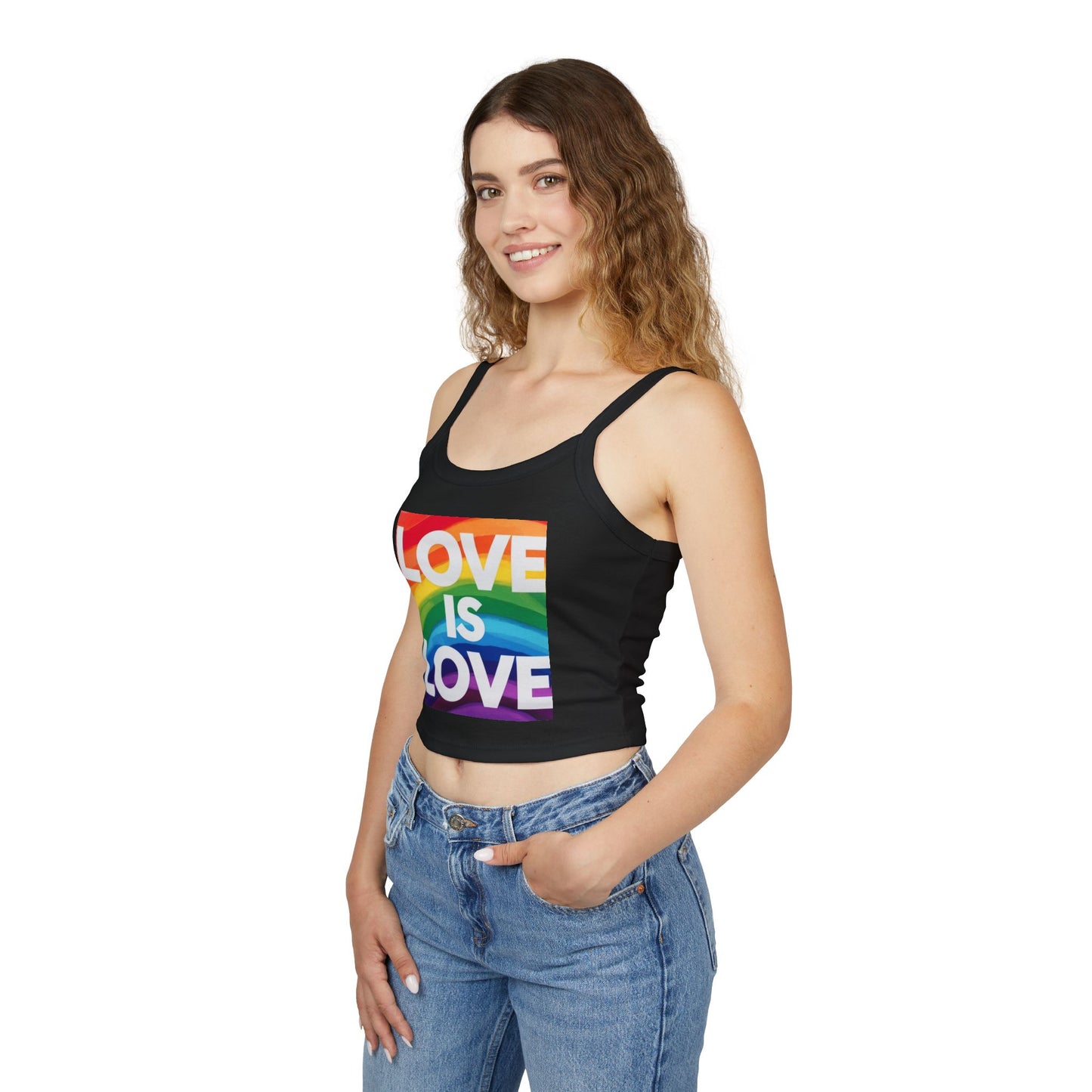 Pride tank top Rainbow Love Is Love Spaghetti Strap Tank Top