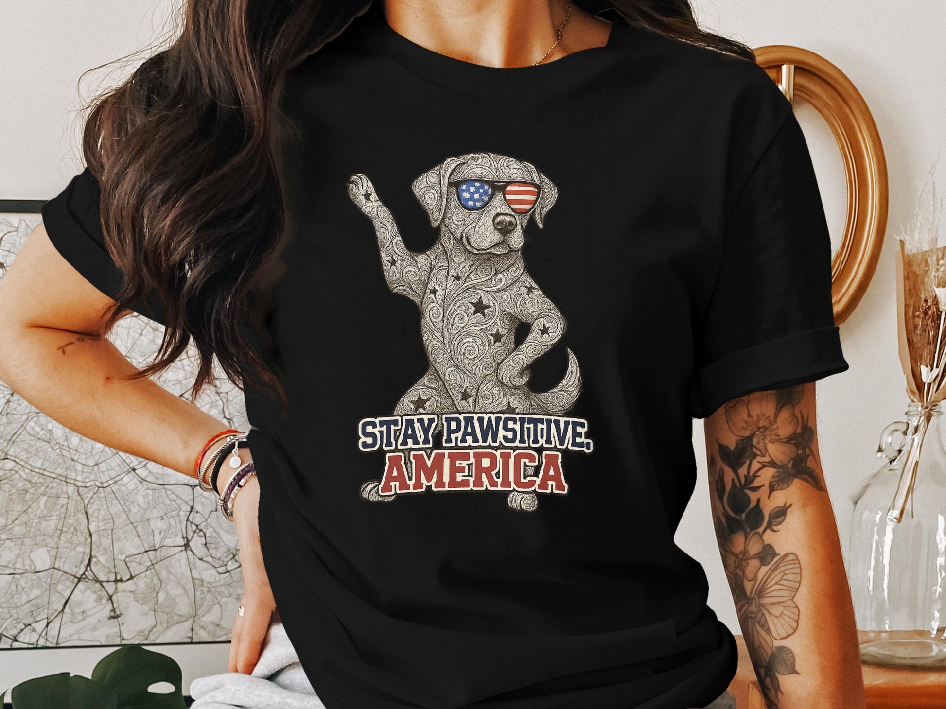 Stay Pawsitive America T-Shirt product type