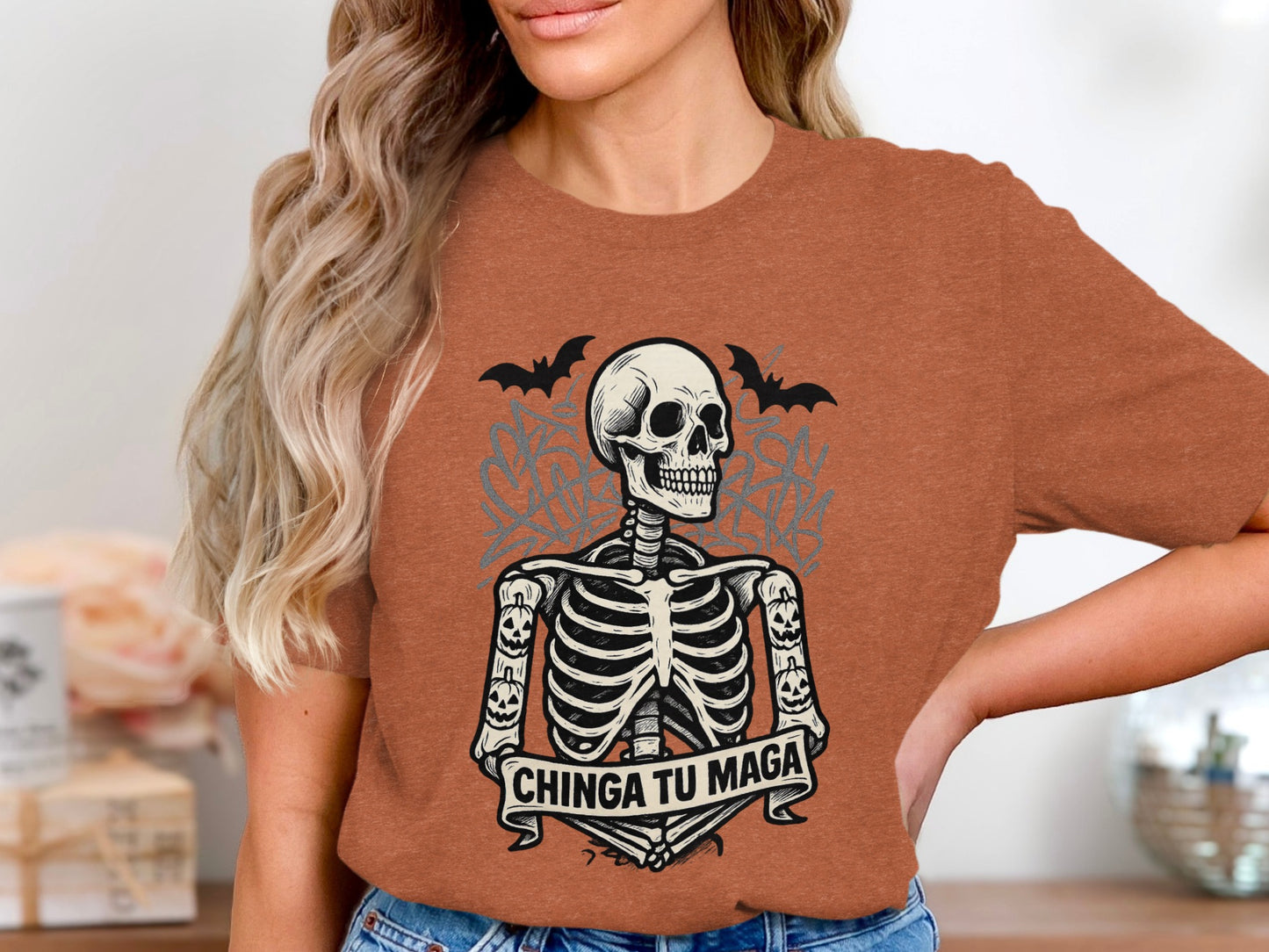 Chinga Tu Maga Design Skeleton Graphic Shirt product type