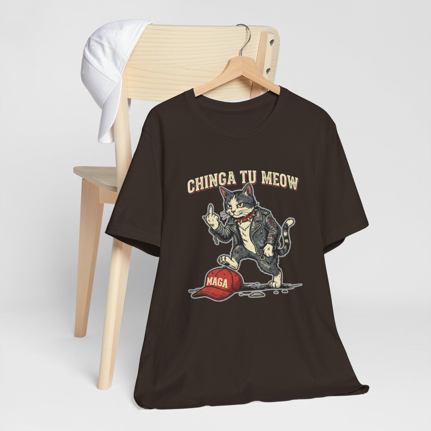 Chinga Tu Meow Cat Flipping Bird MAGA Hat Graphic product type