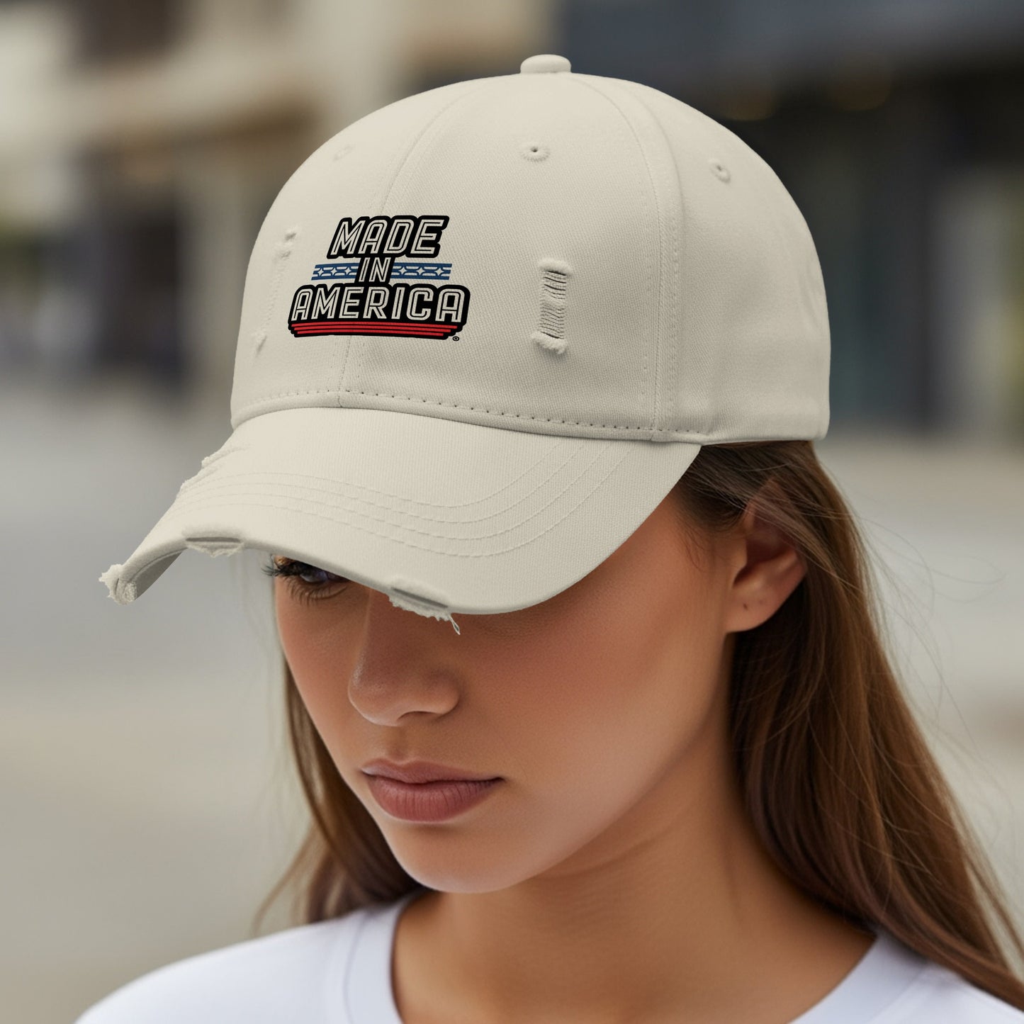 Distressed Made in America Baseball Cap product