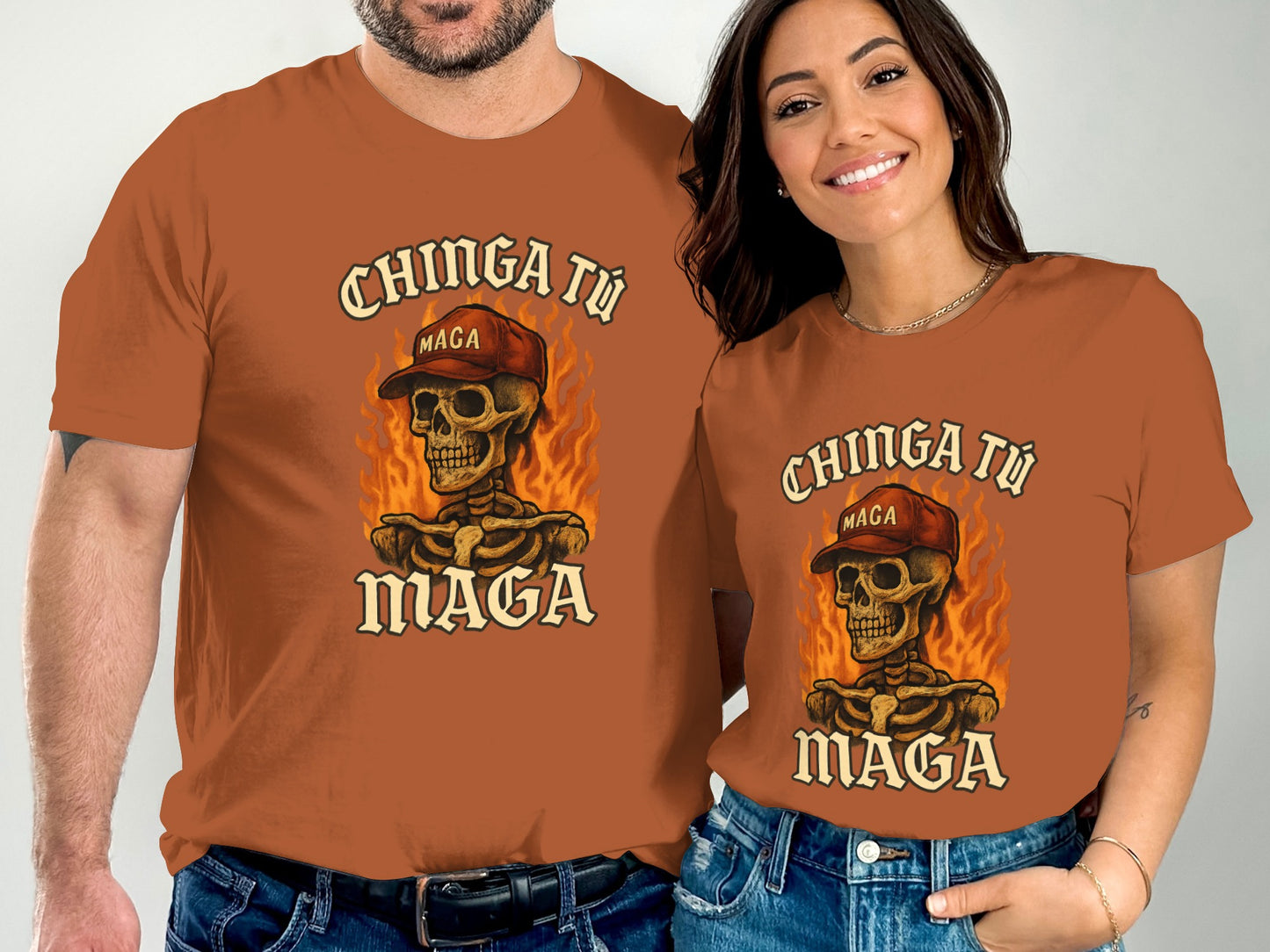 Chinga Tu Maga Flame Skull Unisex T-shirt product