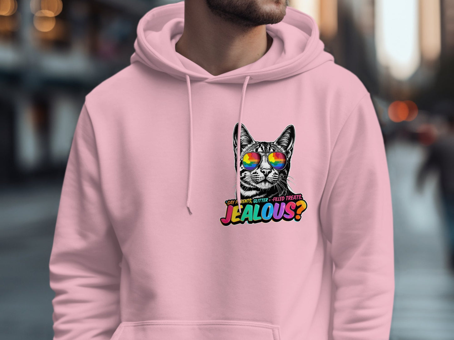 Cute Cat Art Hoodie with Colorful Sunglasses product type