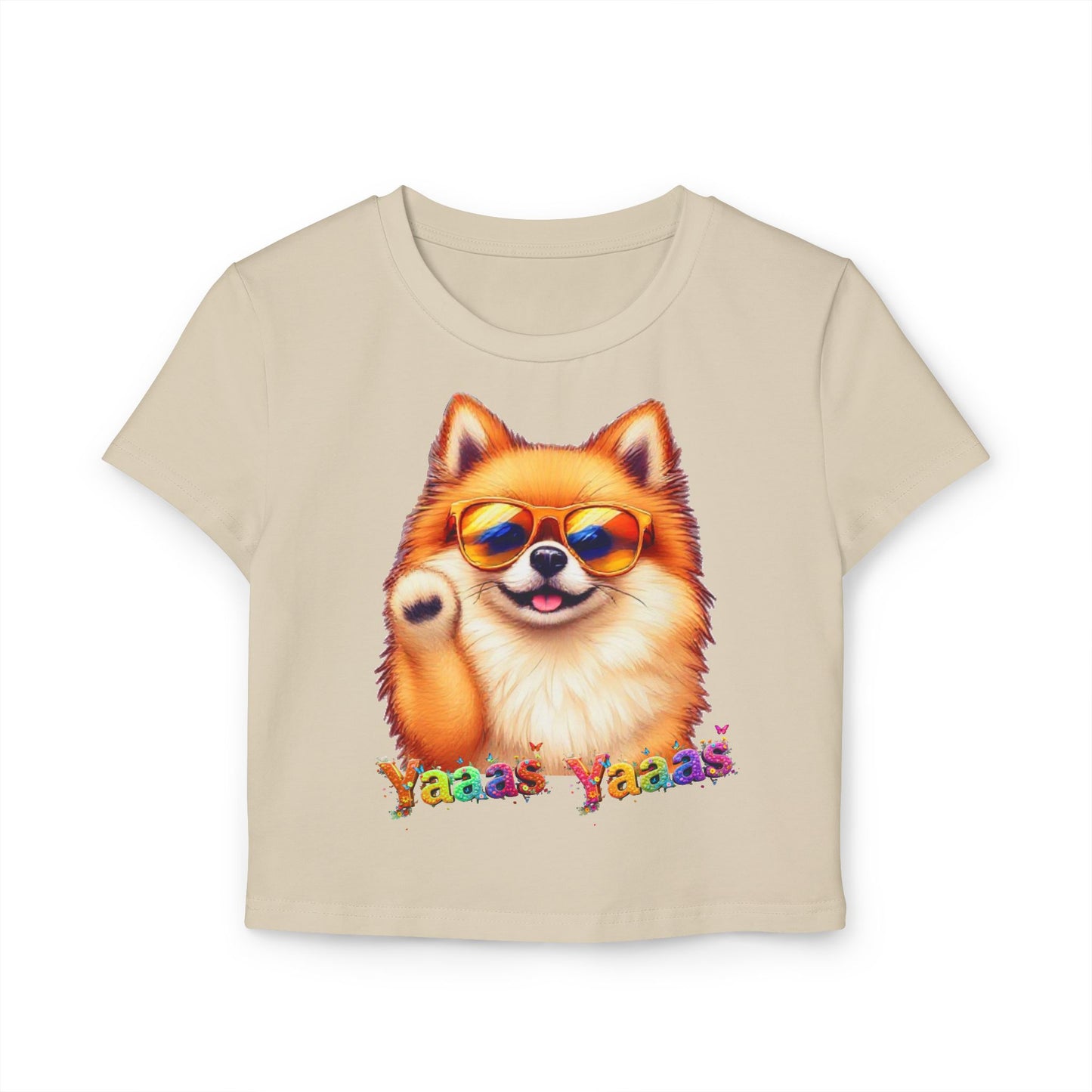 Trendy Women's Baby Tee - 'Yaas Yaas' Pomeranian Design