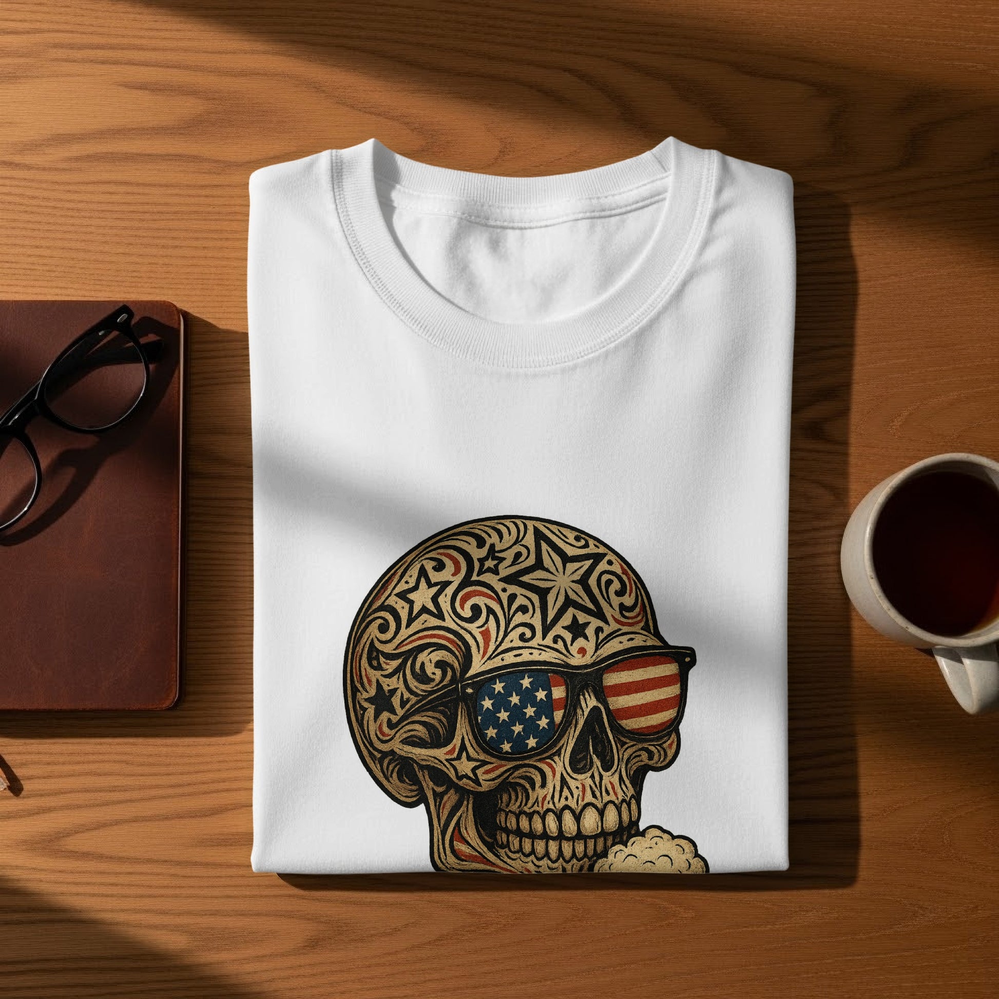 Patriotic Skull Graphic T-Shirt Men's Clothing product