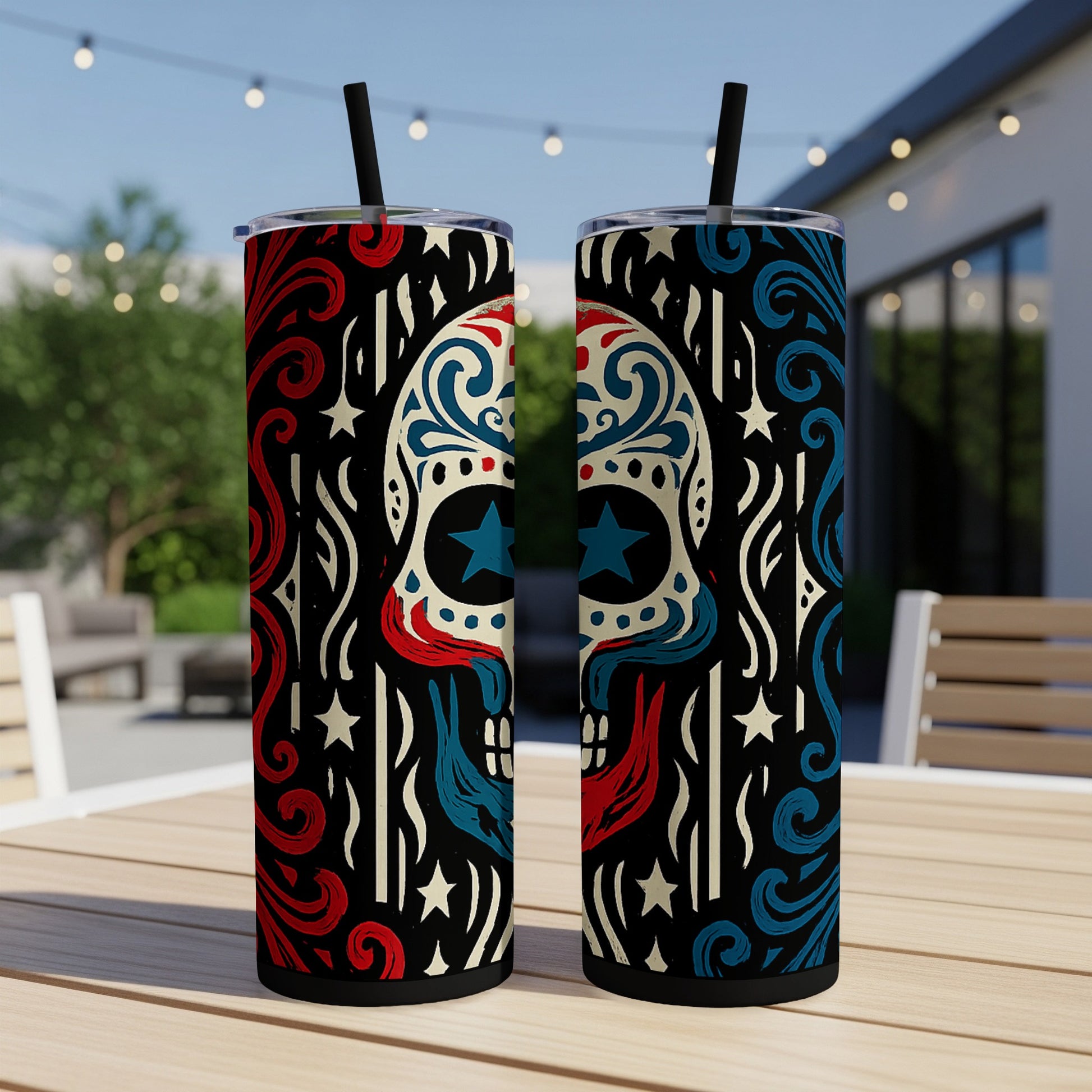 Patriotic Skull Design Double-Wall Insulated Tumbler Product