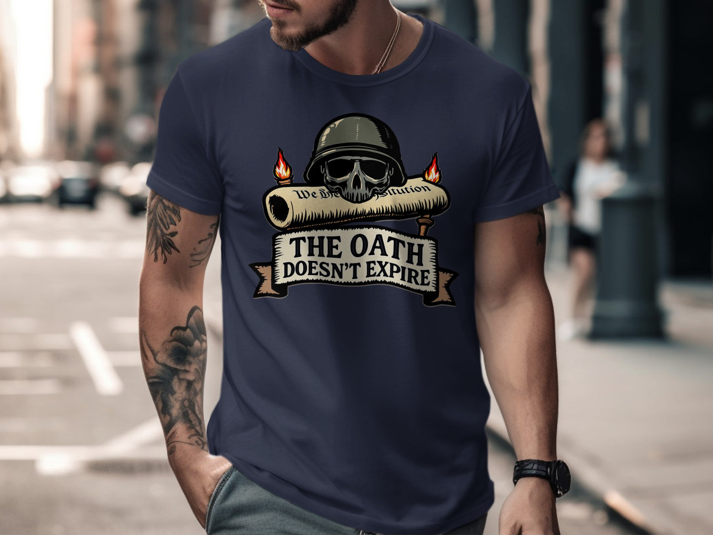 The Oath Doesn't Expire Skull Helmet T-Shirt