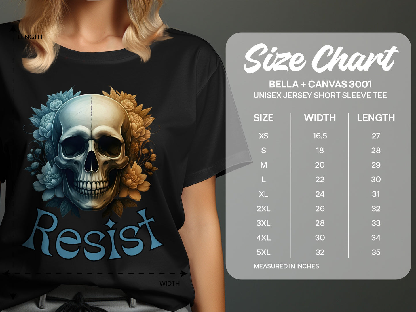 Skull with Flowers and Text Resist Tee product
