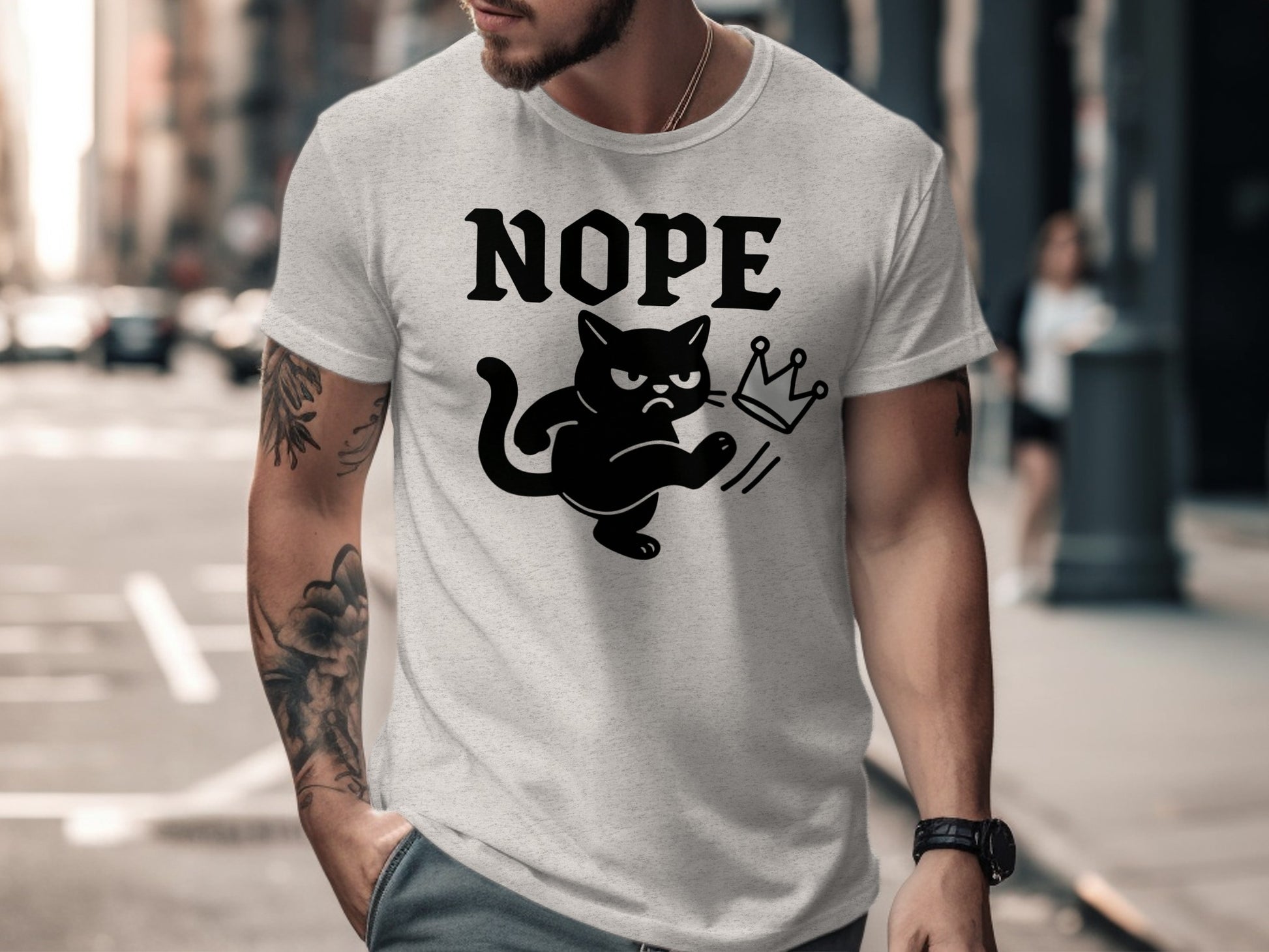 Nope Cat with Crown Graphic T-shirt product