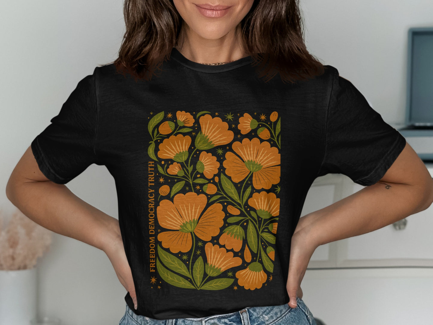 Floral Freedom Democracy Truth Graphic Women's T-Shirt product