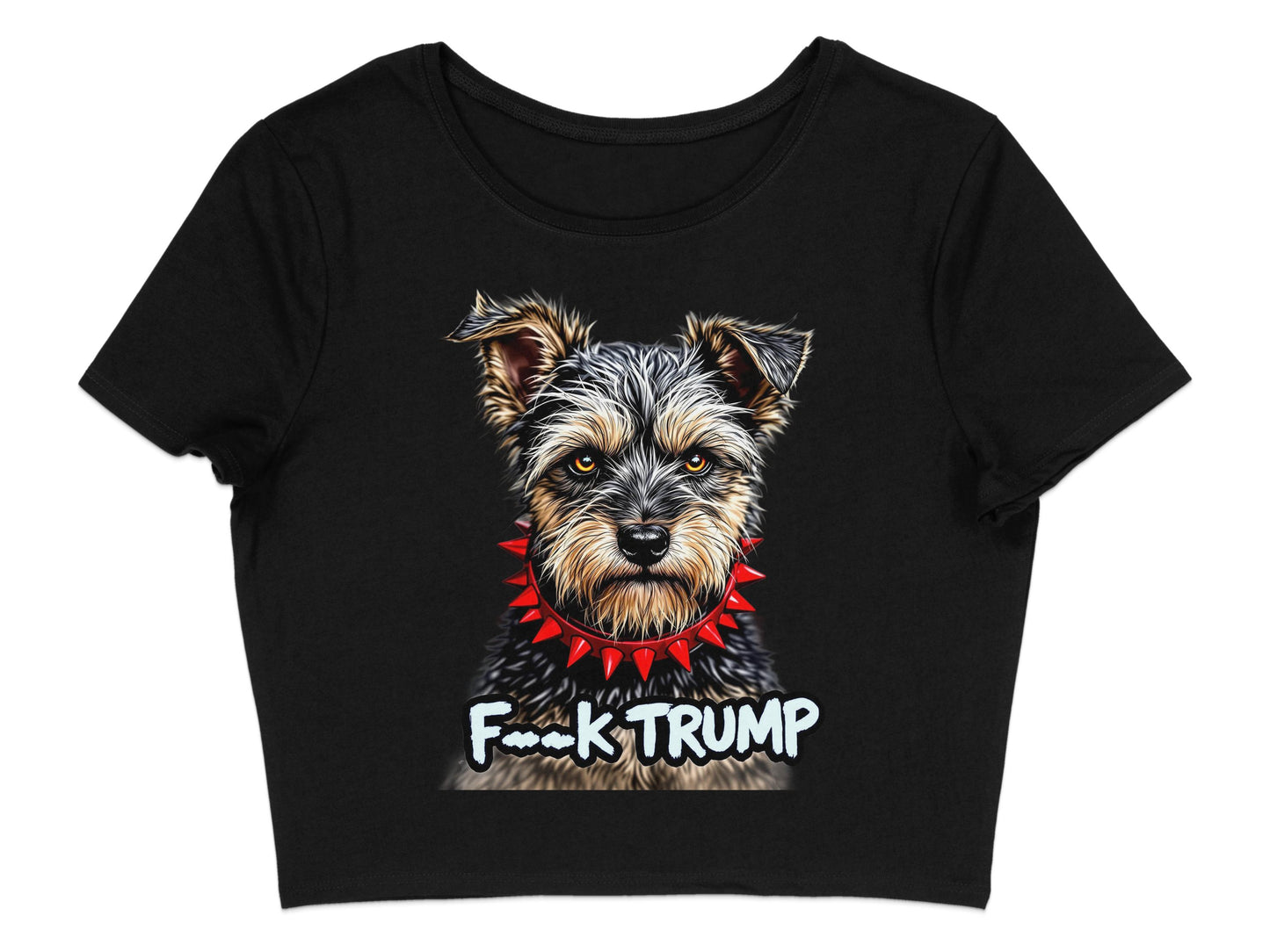 F--k Trump Dog Wearing Spike Collar Black T-shirt product