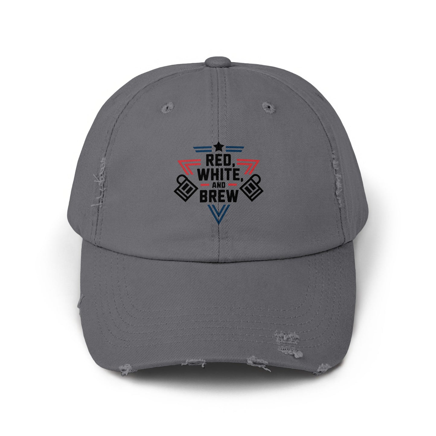 Red White and Brew Design Distressed Baseball Cap product