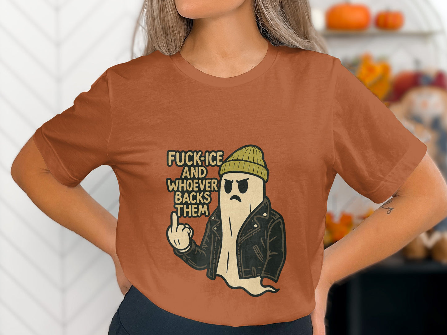 Ghost Wearing Beanie Funny Halloween T-Shirt product type