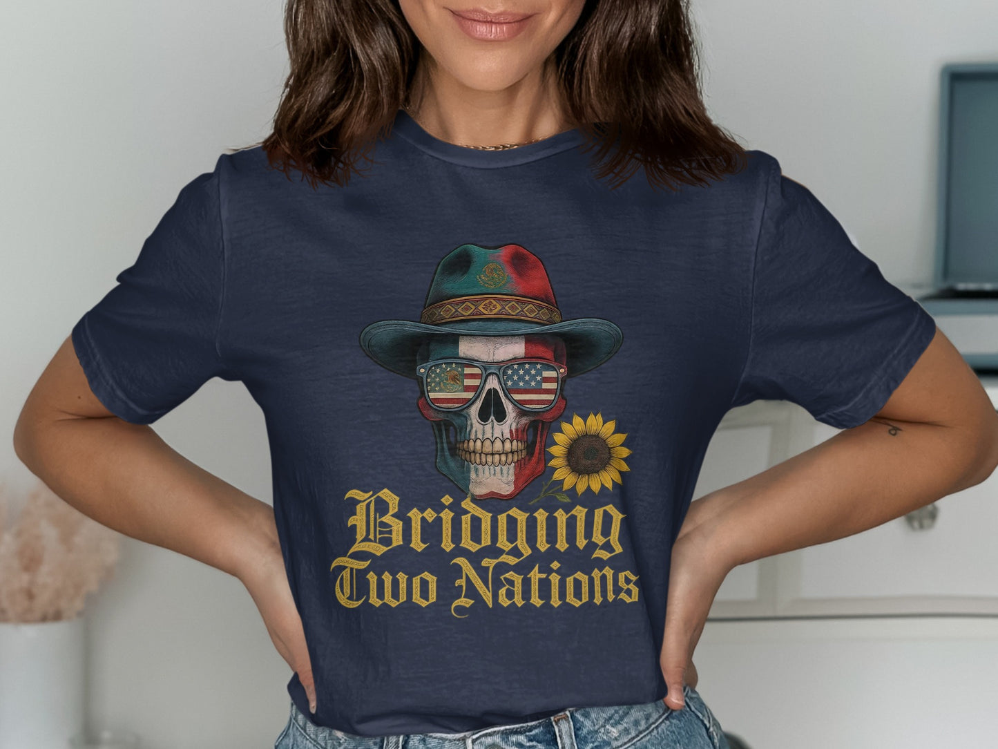Bridging Two Nations Skull Graphic T-Shirt product