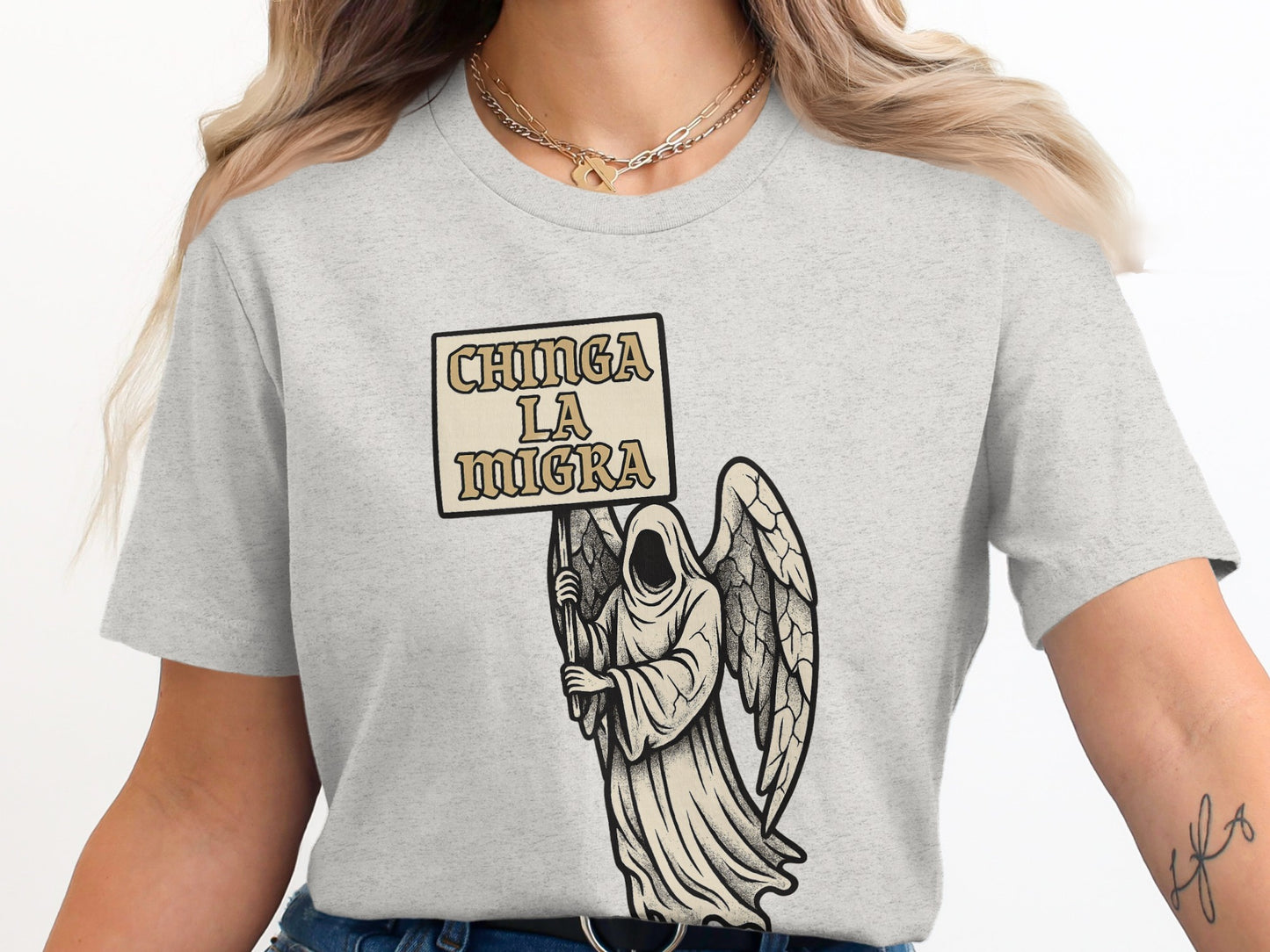 Grim Reaper Chinga La Migra Graphic T-shirt product