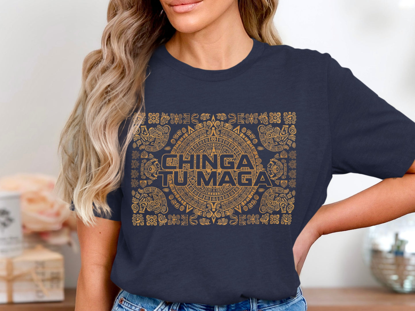 Chinga Tu Maga Aztec Mandala Design T-Shirt product